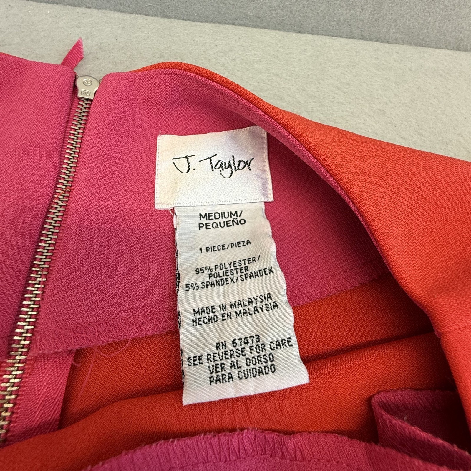 VTG J Taylor Colorblock Dress Red Pink Shift Mod Career Cocktail Party Medium M