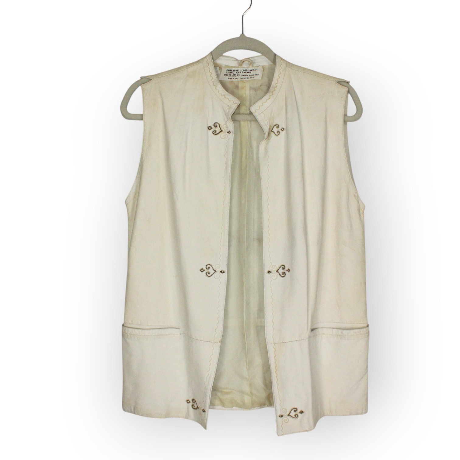 Vintage 1981 Gianni Versace Leather Vest PrimaveraEstate Calfskin Italy 40 Ivory
