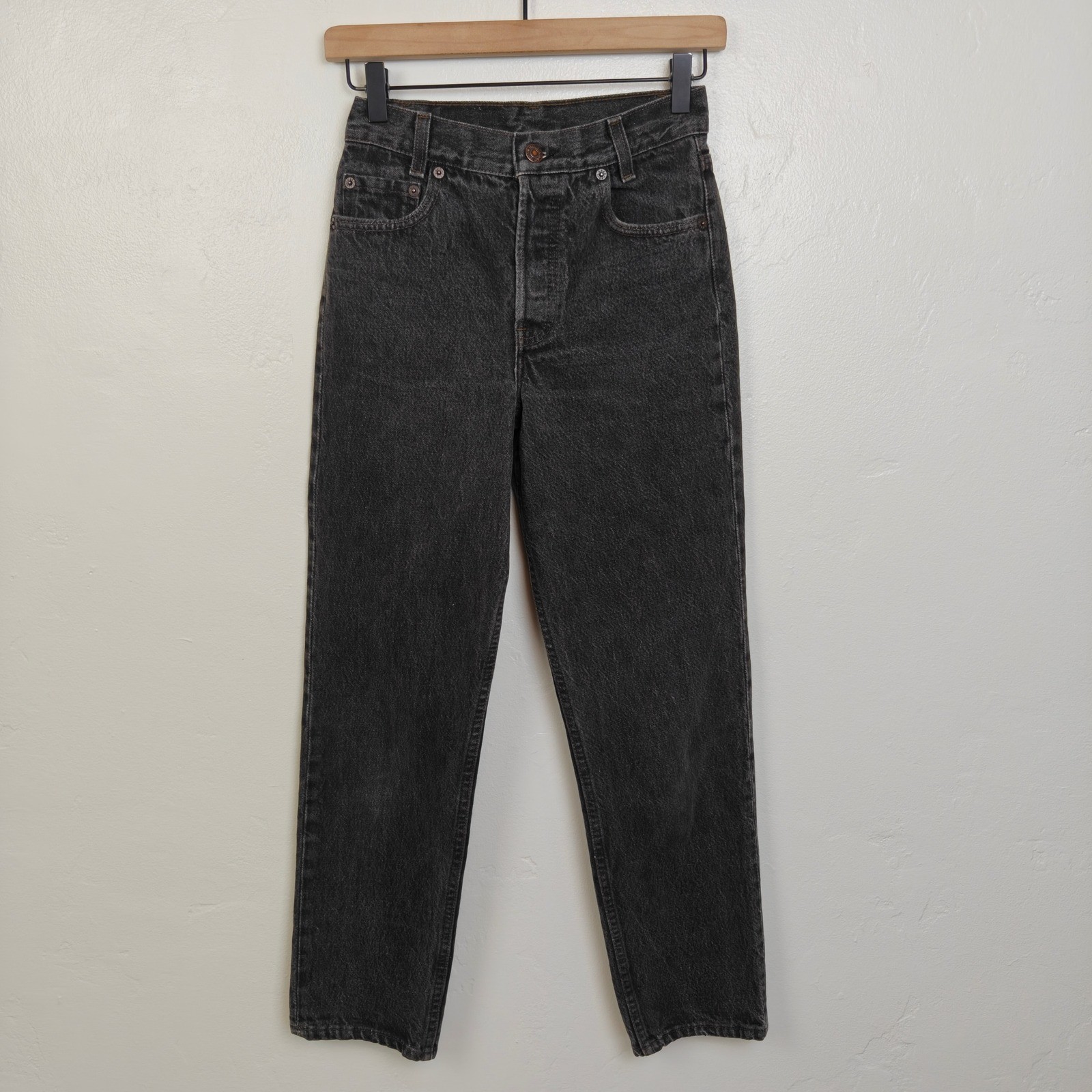 Vintage 90s Levis Women 701 Jeans 24 Black High Waisted Straight Leg Made in USA