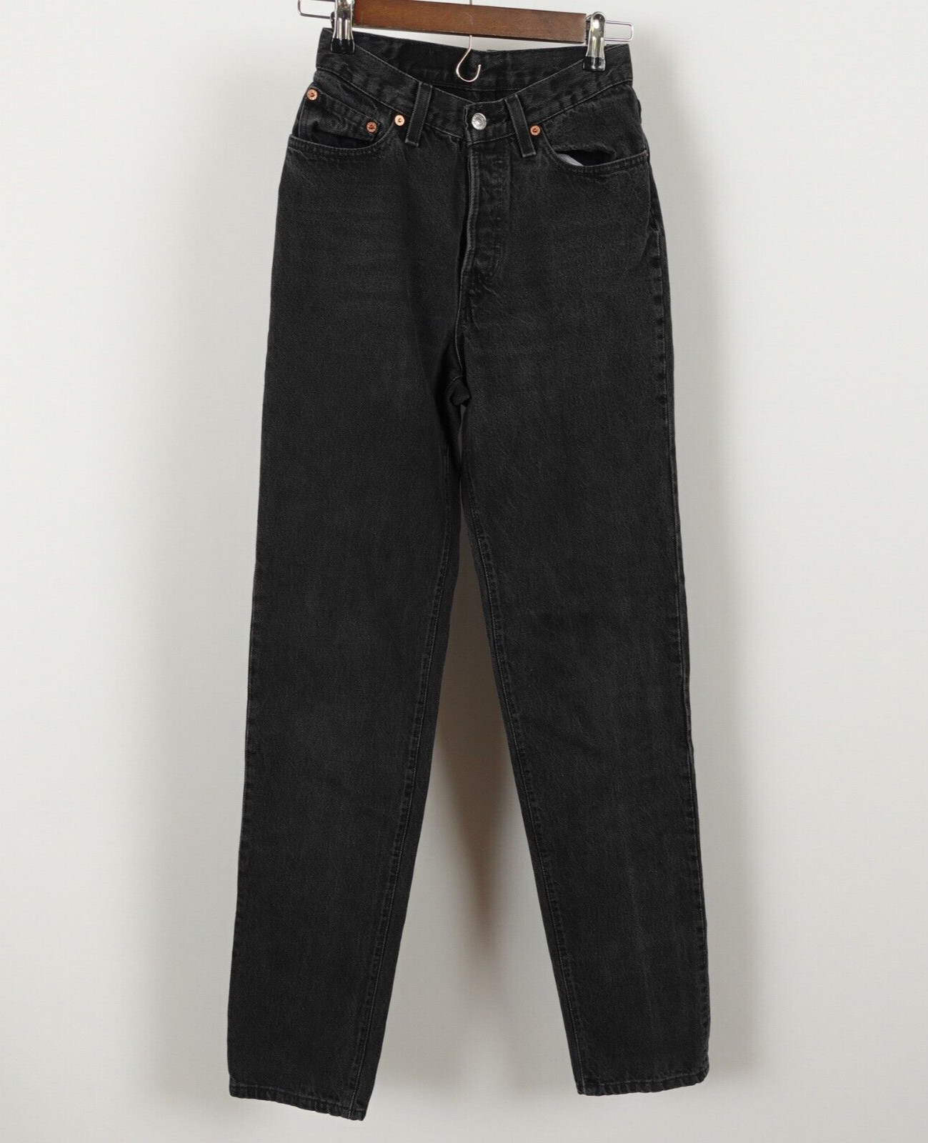 Vintage 90s Levi’s 501 18501-0660 Womens Black Denim Jeans Made in USA 5 L 24×33