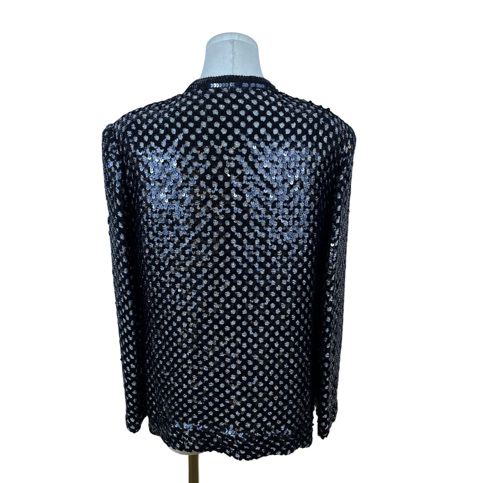 Vintage I. Magnin Women’s Black Sequin Acrylic Blazer Shimmer Sparkle Size 12