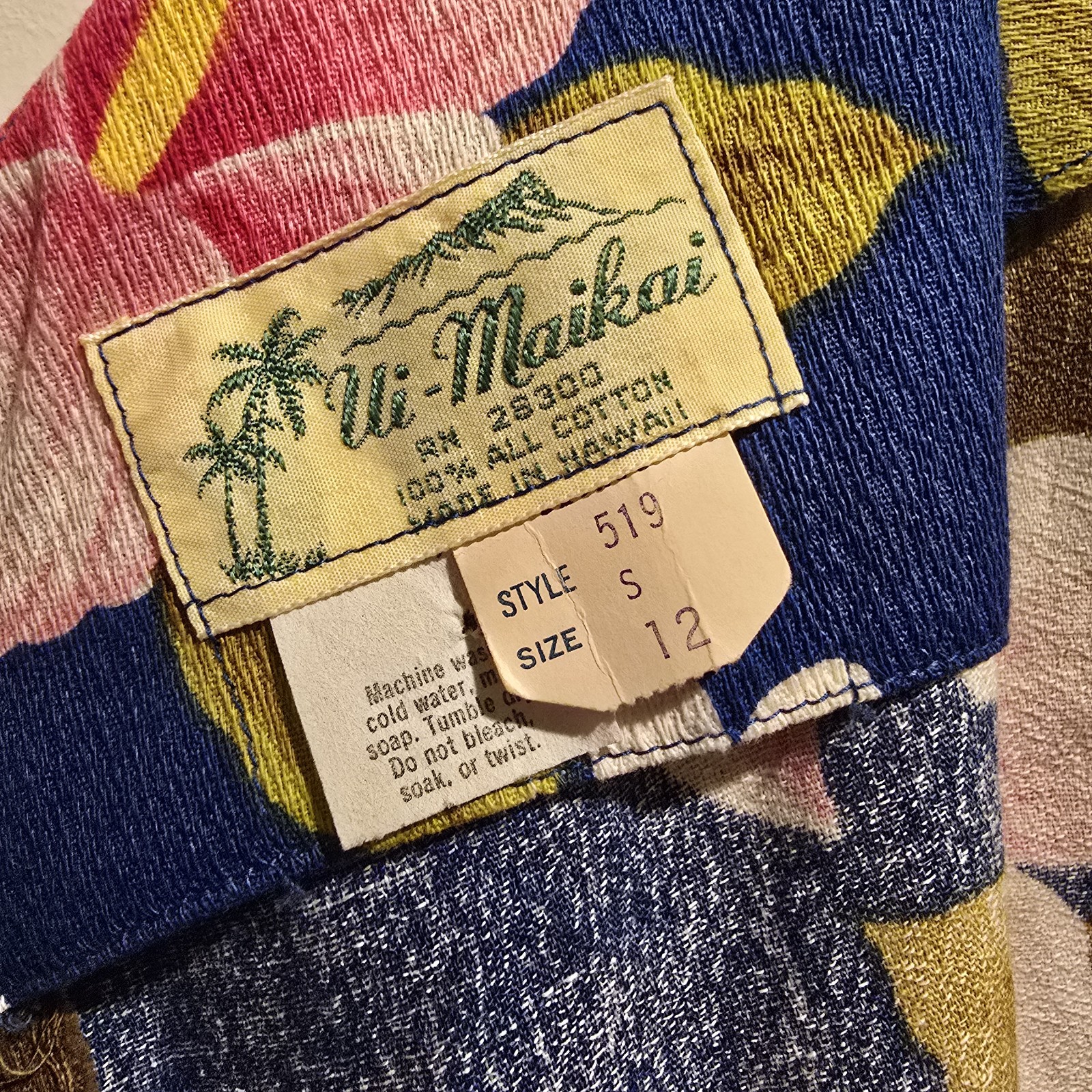Vintage Ui-Maikai Hawaiian Floral Print Dress Women’s Size Small Waterfall Back