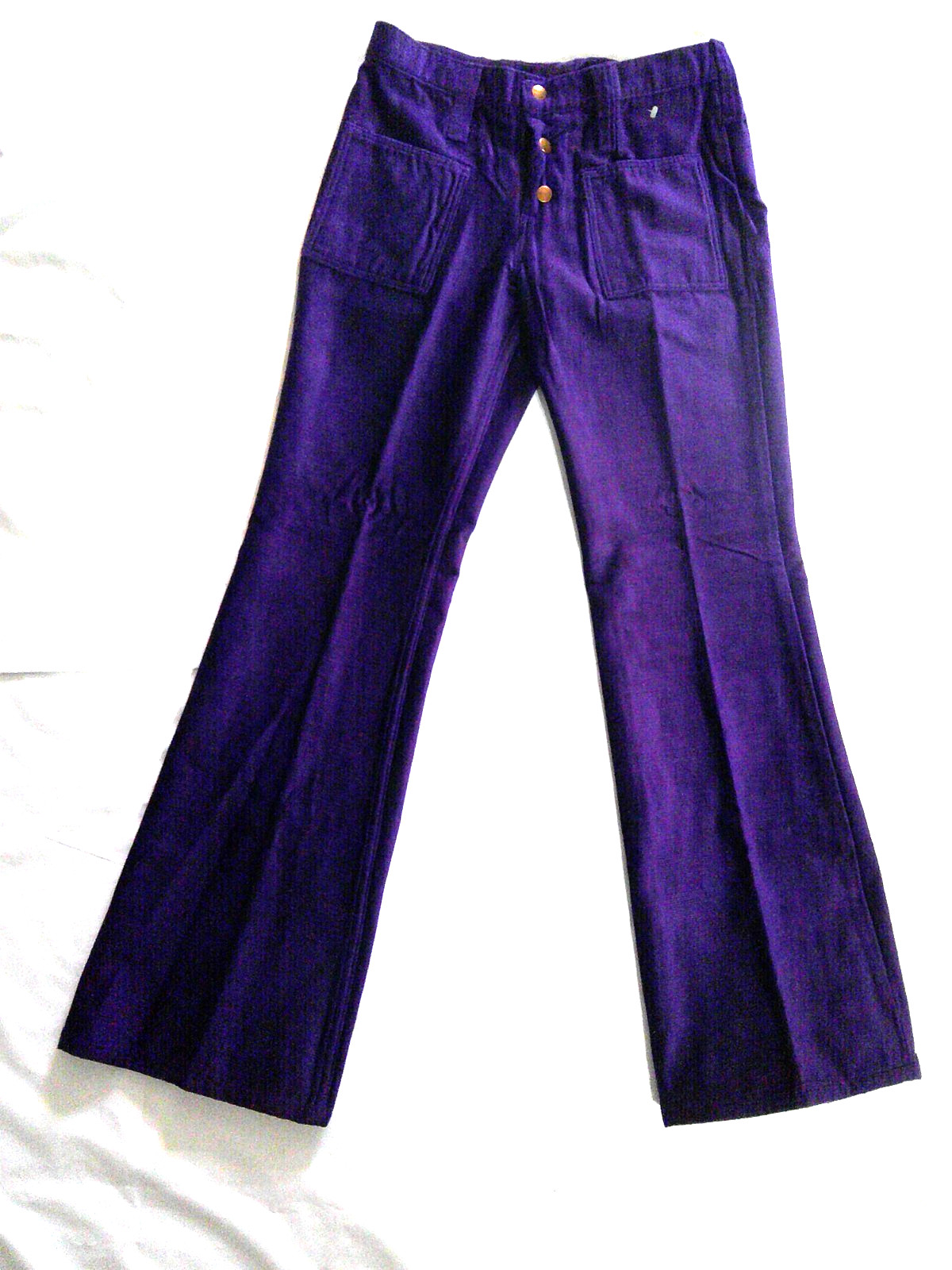 NWT Vtg 70s MAVERICK Western Wear PURPLE VELVET Flare Hip Hugger Pants 29/31 NOS