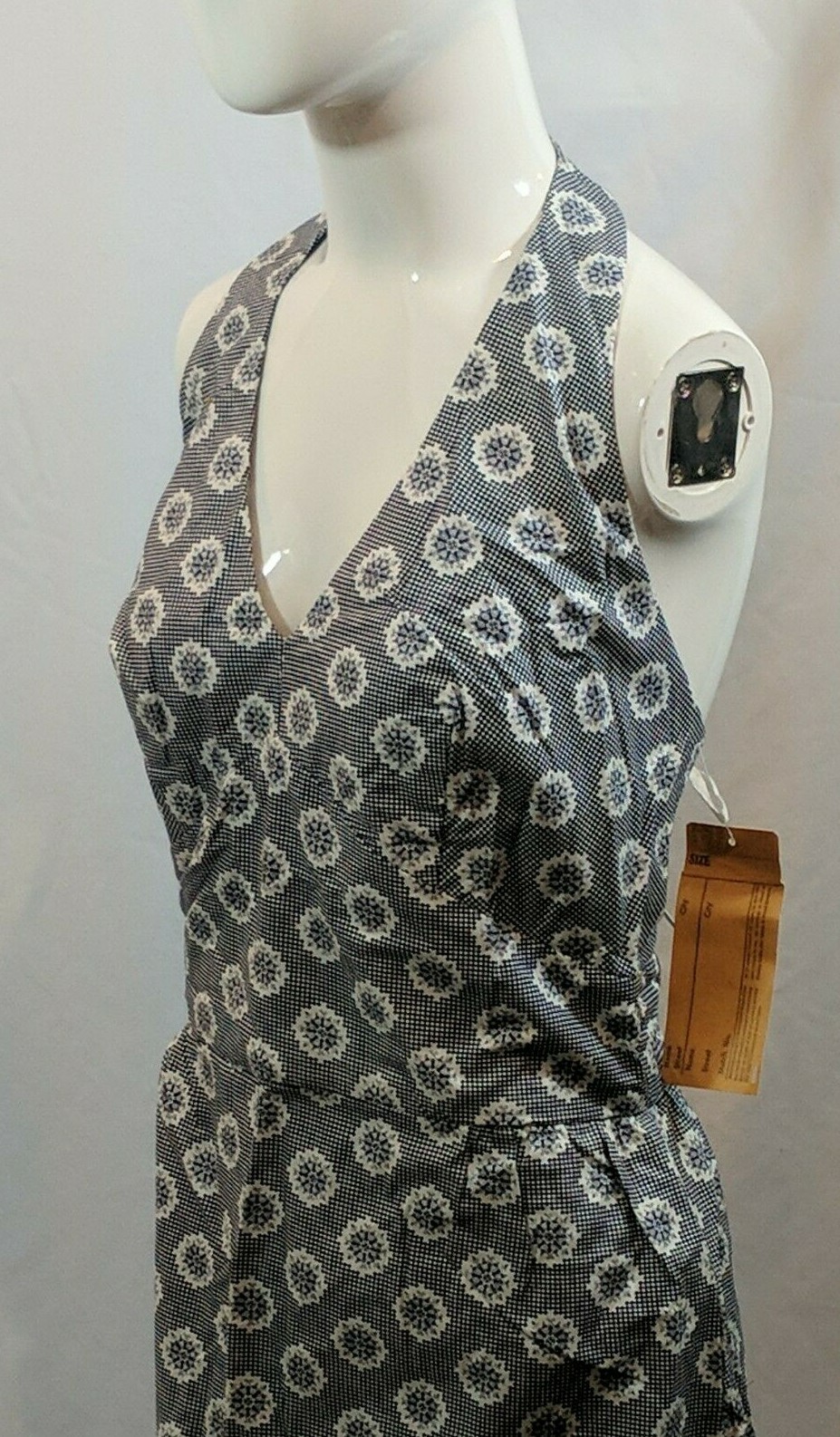 VTG Malbe Original Print Cotton Vintage 1990s Halter Neck Lined Sun Dress Sz 12