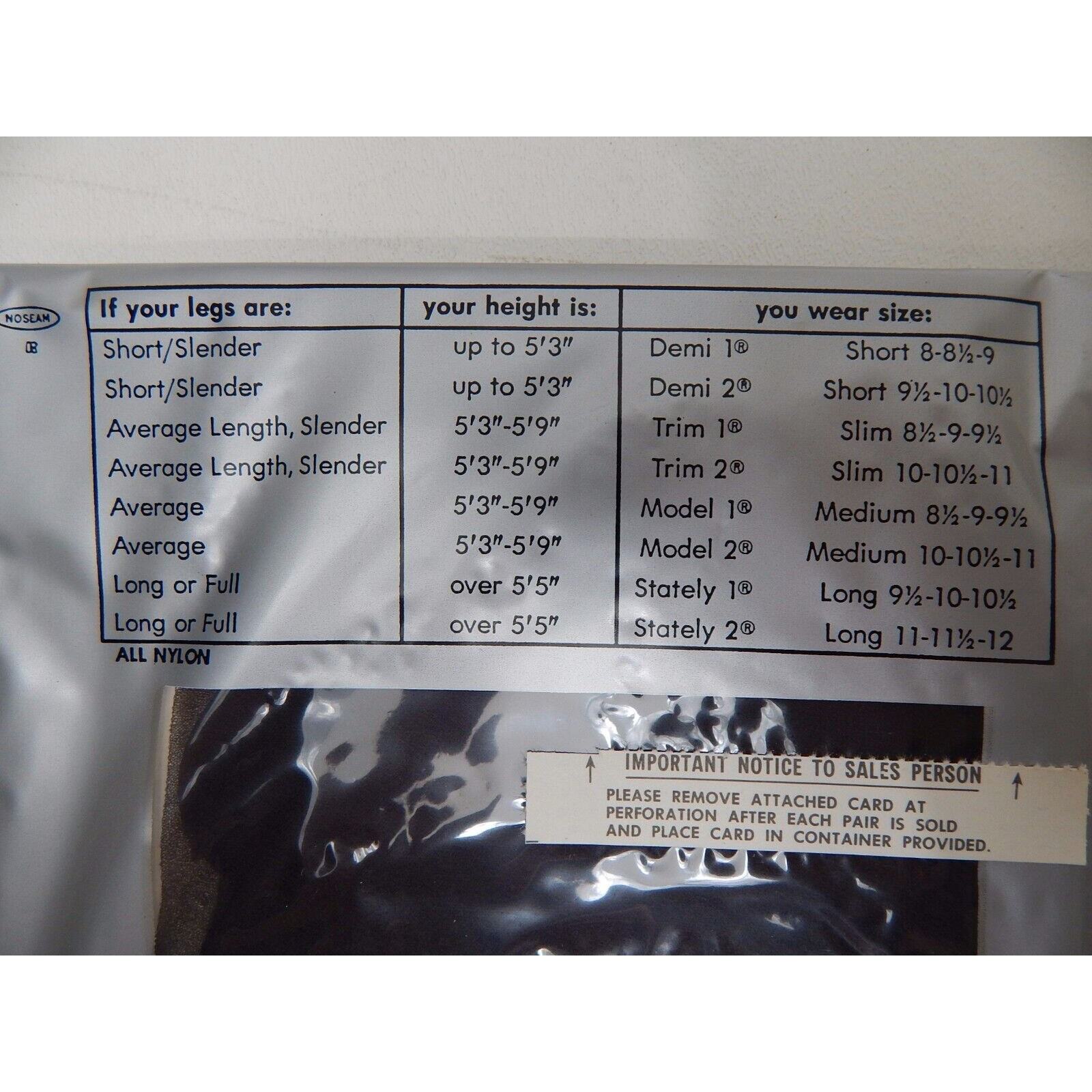 Vtg Round the Clock Sheer Agilon Stockings Sz 9 1/2 10 10 1/2 LONG Bit O’ Black