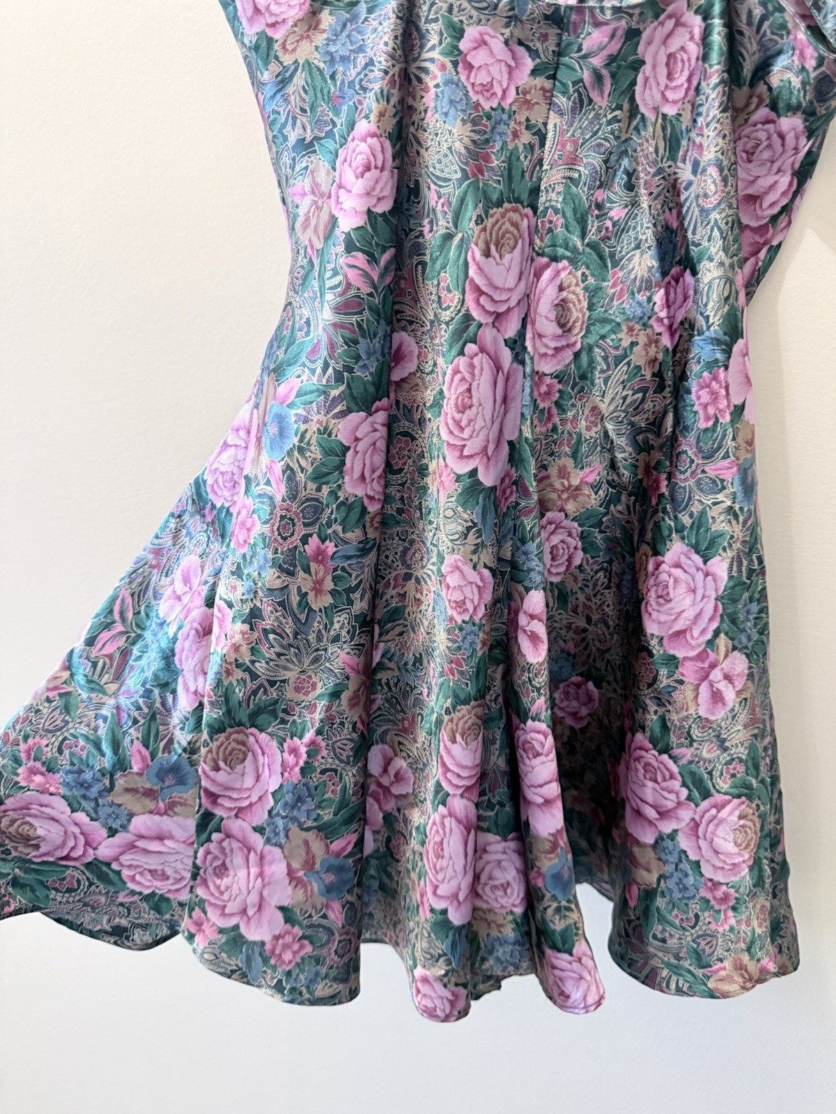 Vintage Lingerie Slip Romper Paisley Floral Teddy Bodysuit Cottage Whimsy Goth S