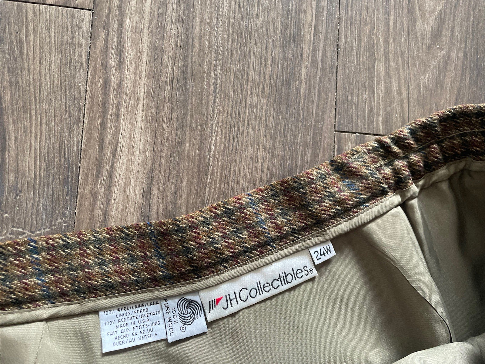 JH Collectibles Vtg Skirt Suit Wool Women 24W Brown Earth Tones Academia