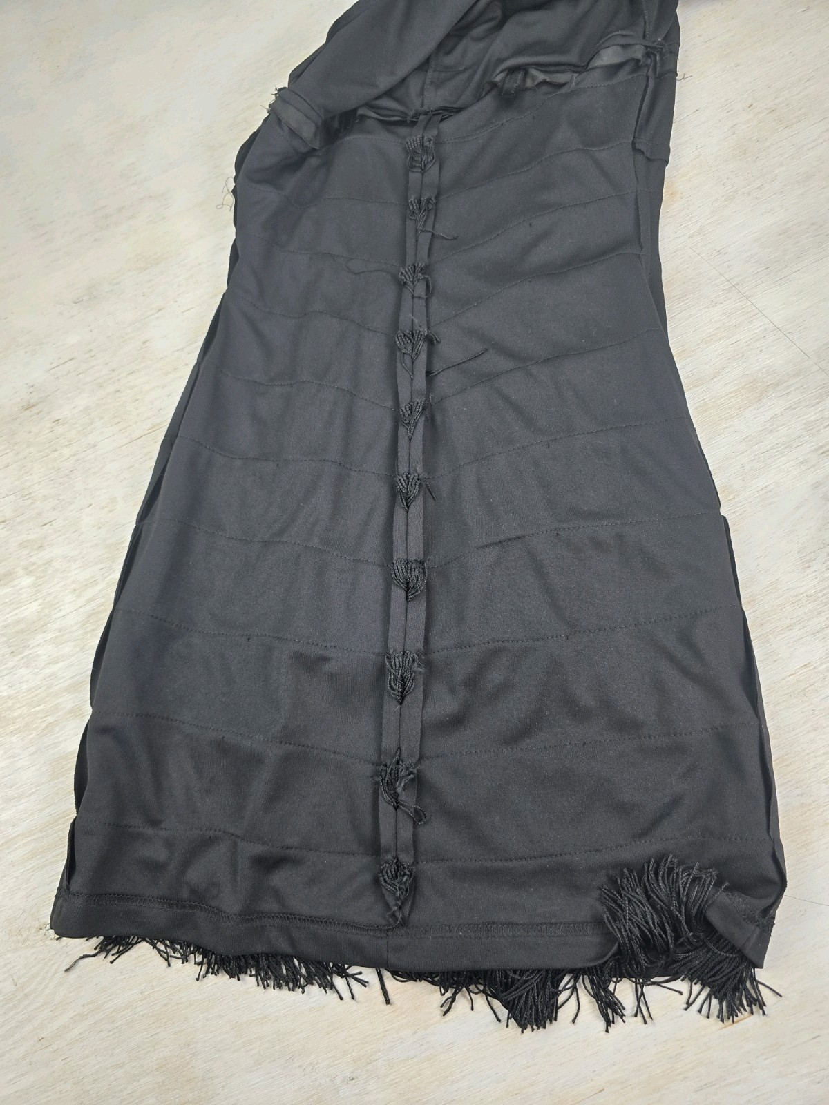 Vintage 90s Onyx Nite Fringe Dress Black Flapper Style Size 10 USA Made Cocktail