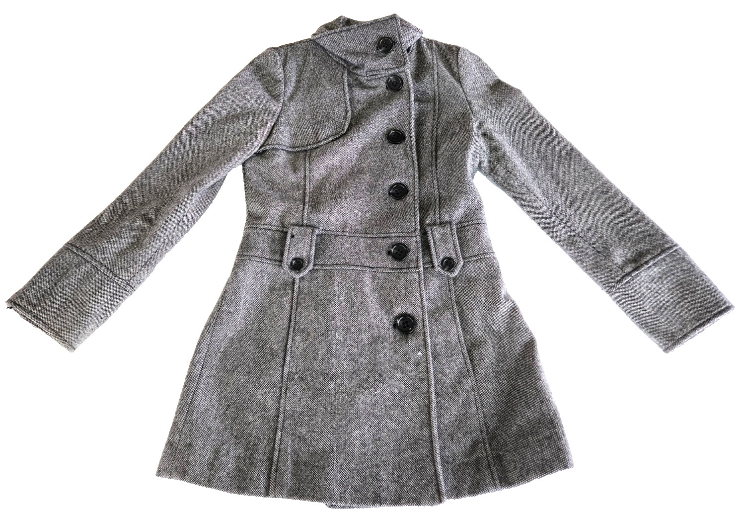 Vintage GUESS Wool Blend Pea Coat Black & White Tweed Women’s Size Small
