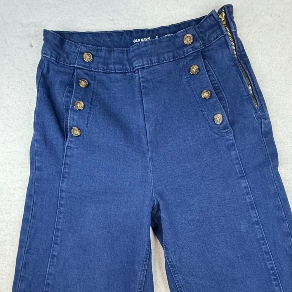 Jeans High-Rise Wide Leg Sailor Core 6 Tall Side Zip nautical retro 70s style