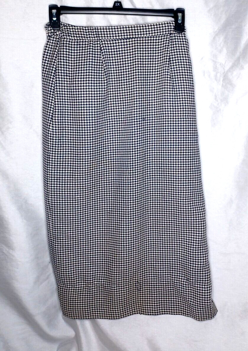 Claudia Sloan Womens Skirt Size 6 Pencil Houndstooth Black White Vtg Office
