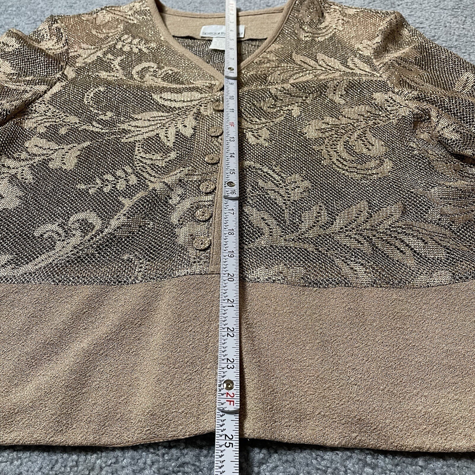 Vtg Special Thyme Floral Cardigan Women’s 16W Beige Button USA Made Classic Boho
