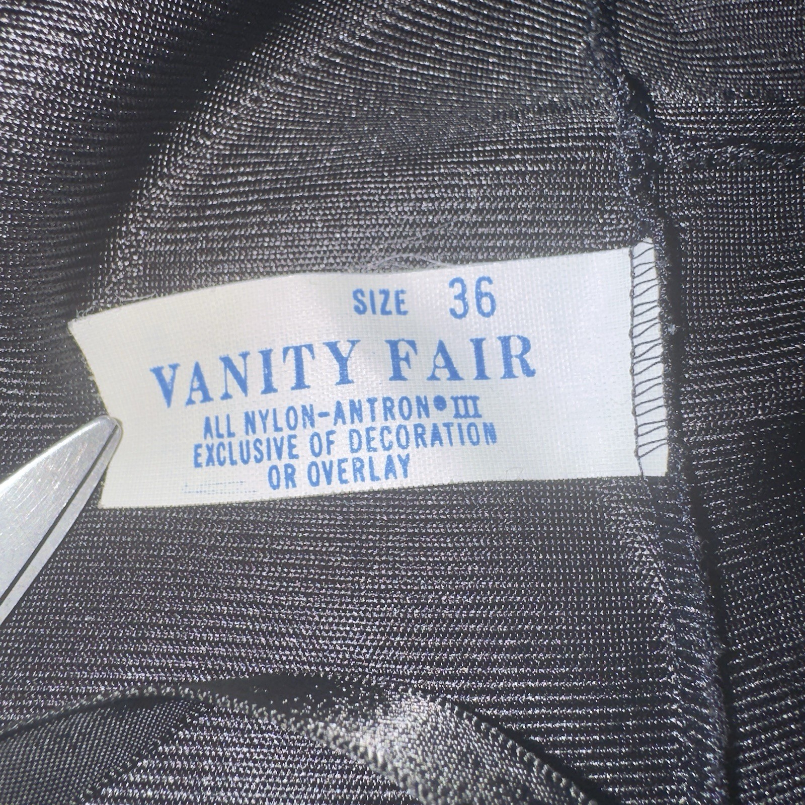 Vanity Fair Camisole Top Vintage Black Nylon Lace Size 36 Whimsical Fairy Goth