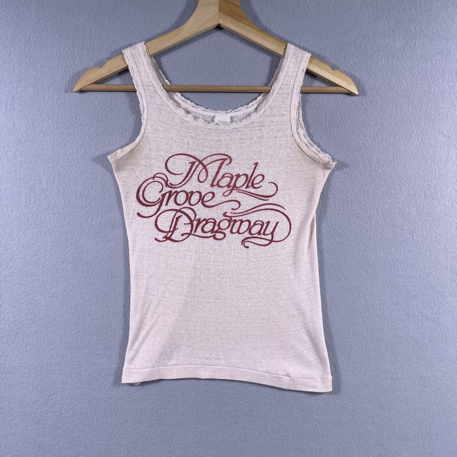 Vintage 80’s Maple Grove Dragway Tank Top Women’s Medium Lacey Racing USA Baby
