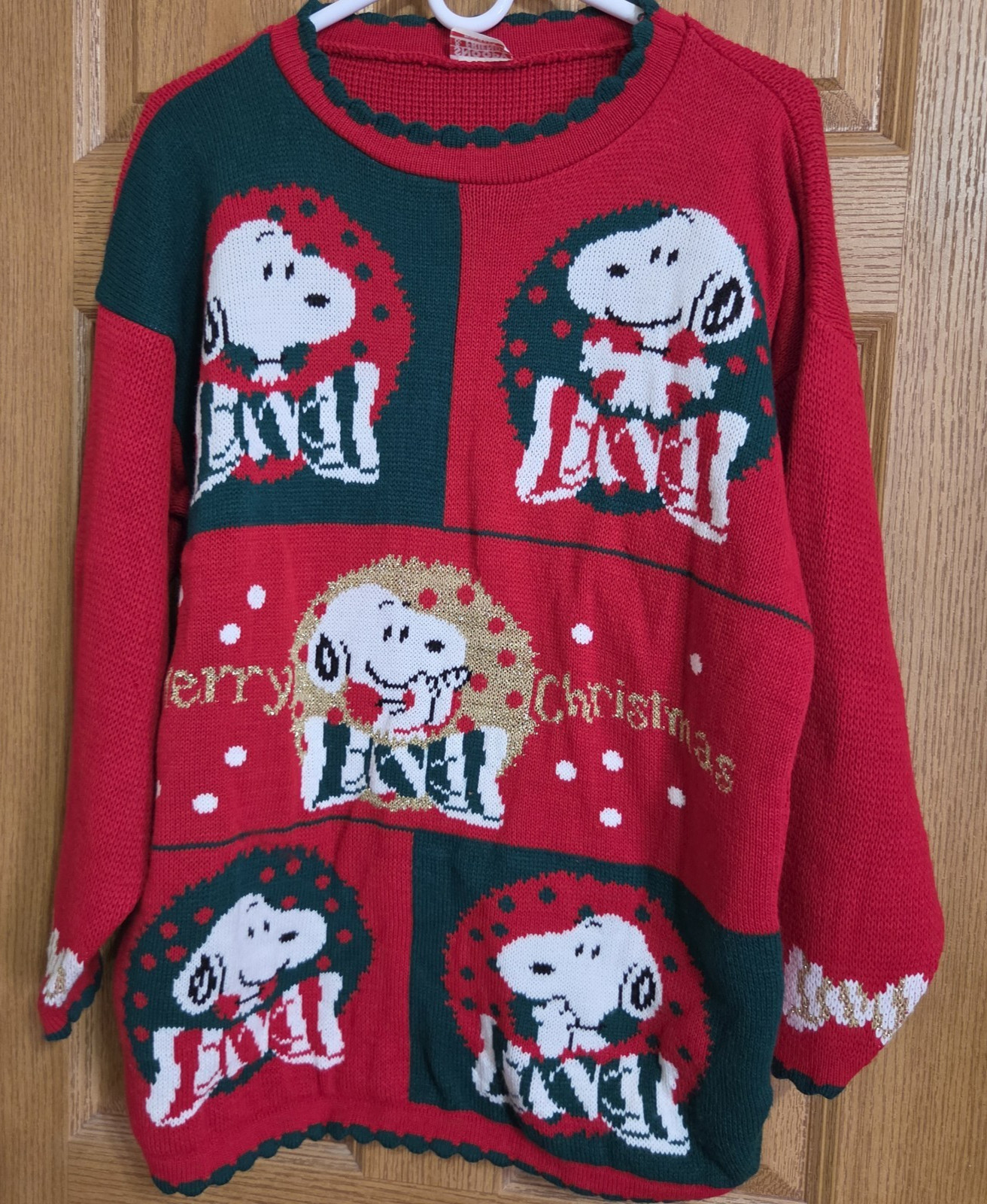 Vintage Snoopy And Friends Christmas Sweater Women’s L/XL 1990’s Made In USA