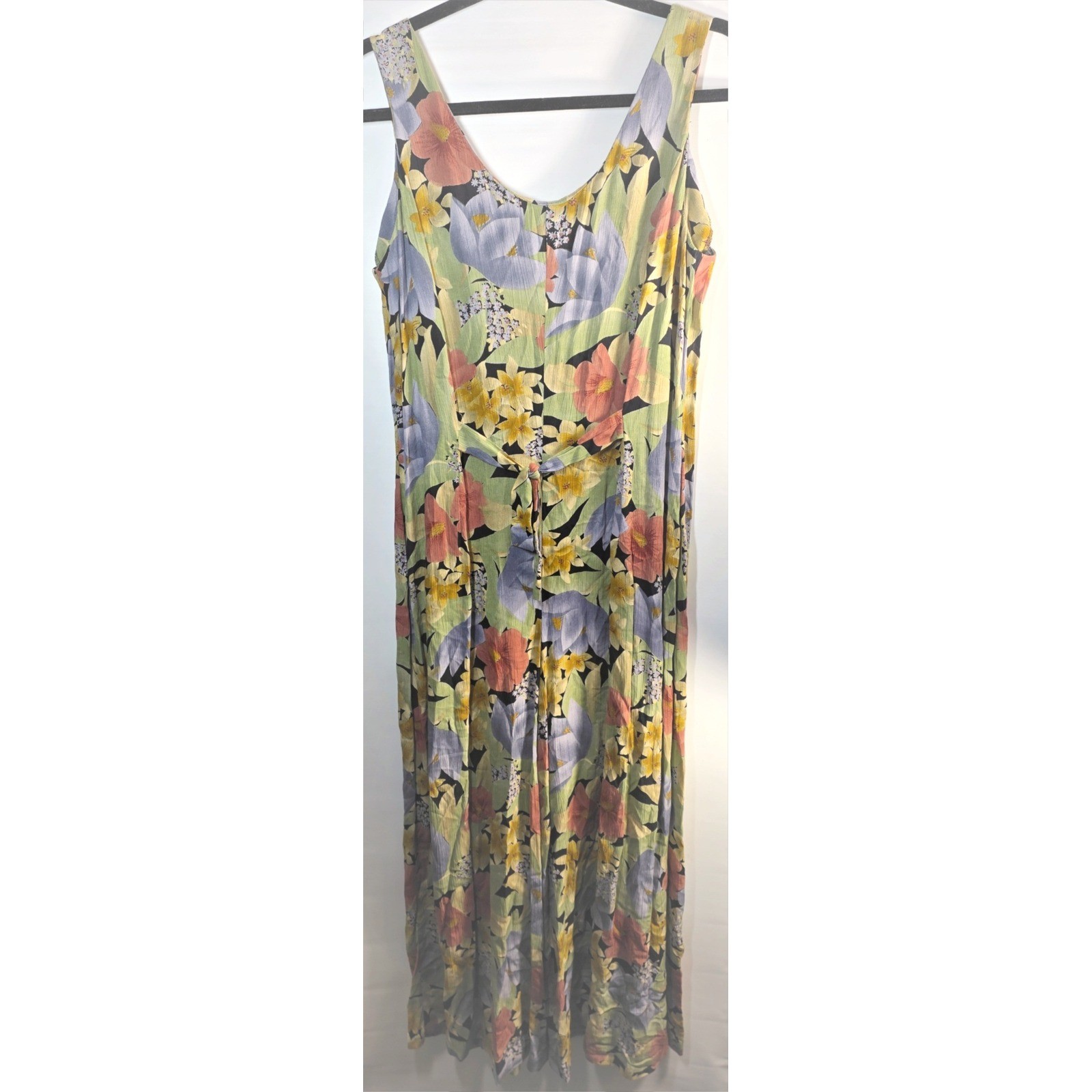 Vtg USA Phoebe Floral Maxi Dress 10 Whimsigoth Romper Culotte Skorts Split Skirt