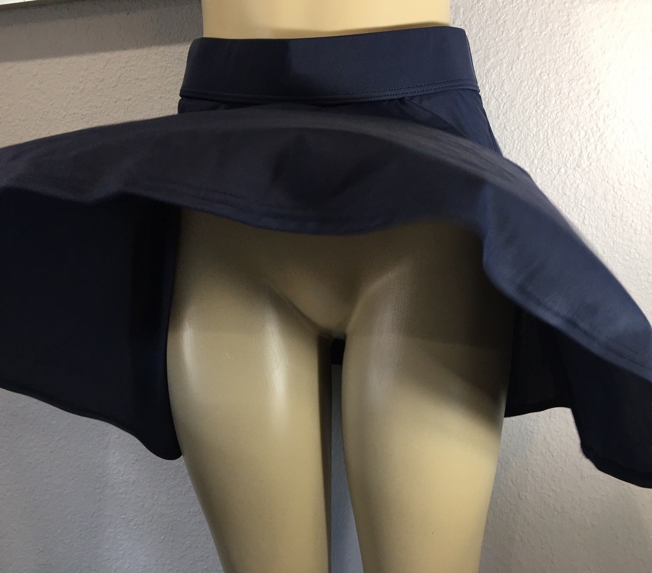 Navy Blue Sweep DNKY Swim Sweep Nylon Coverup Skirt L