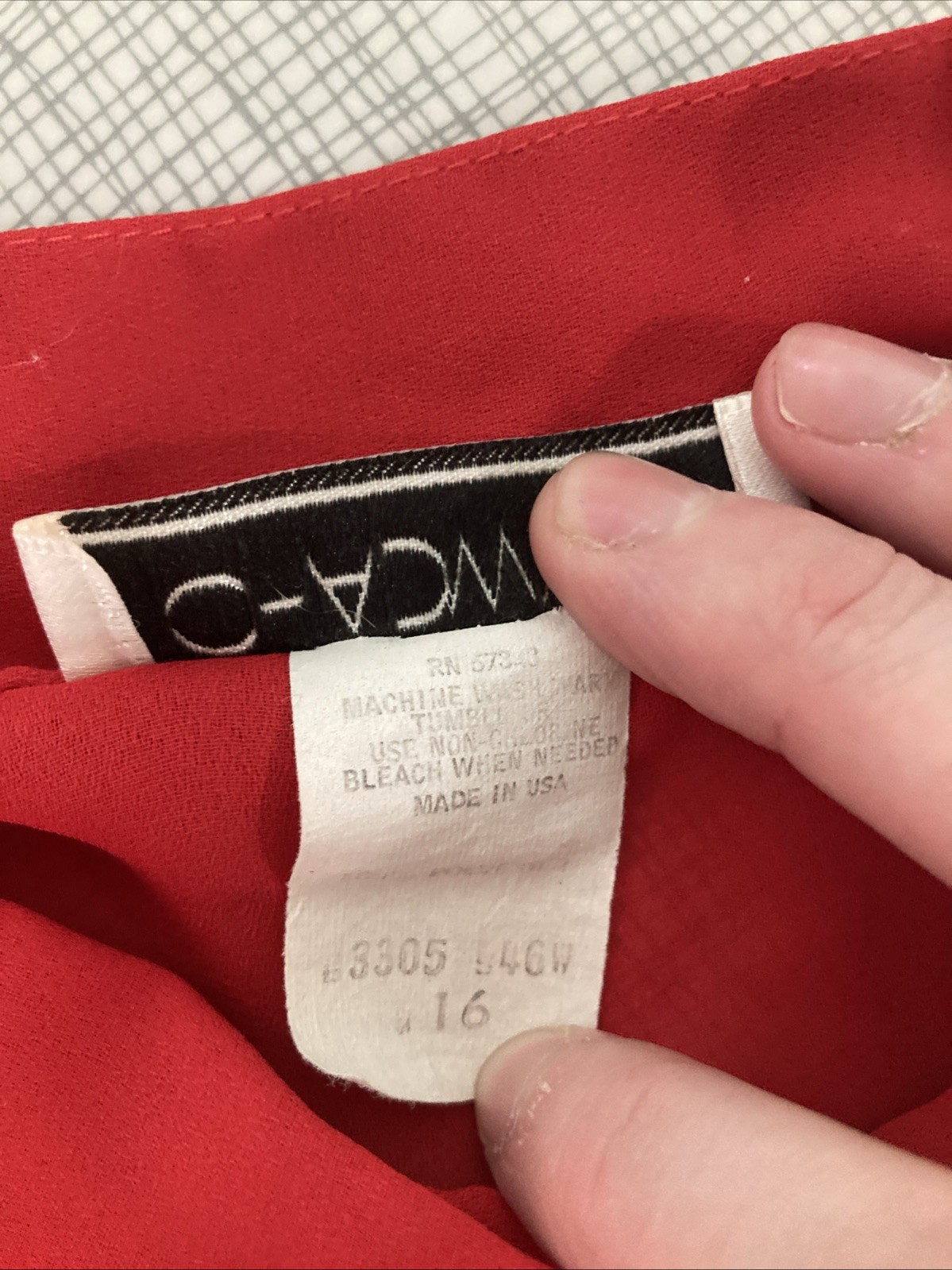 Vtg 80s Chadwyck Secretary Blouse 16 Red Pleats Tuxedo Crepe Sheer USA Mock Neck