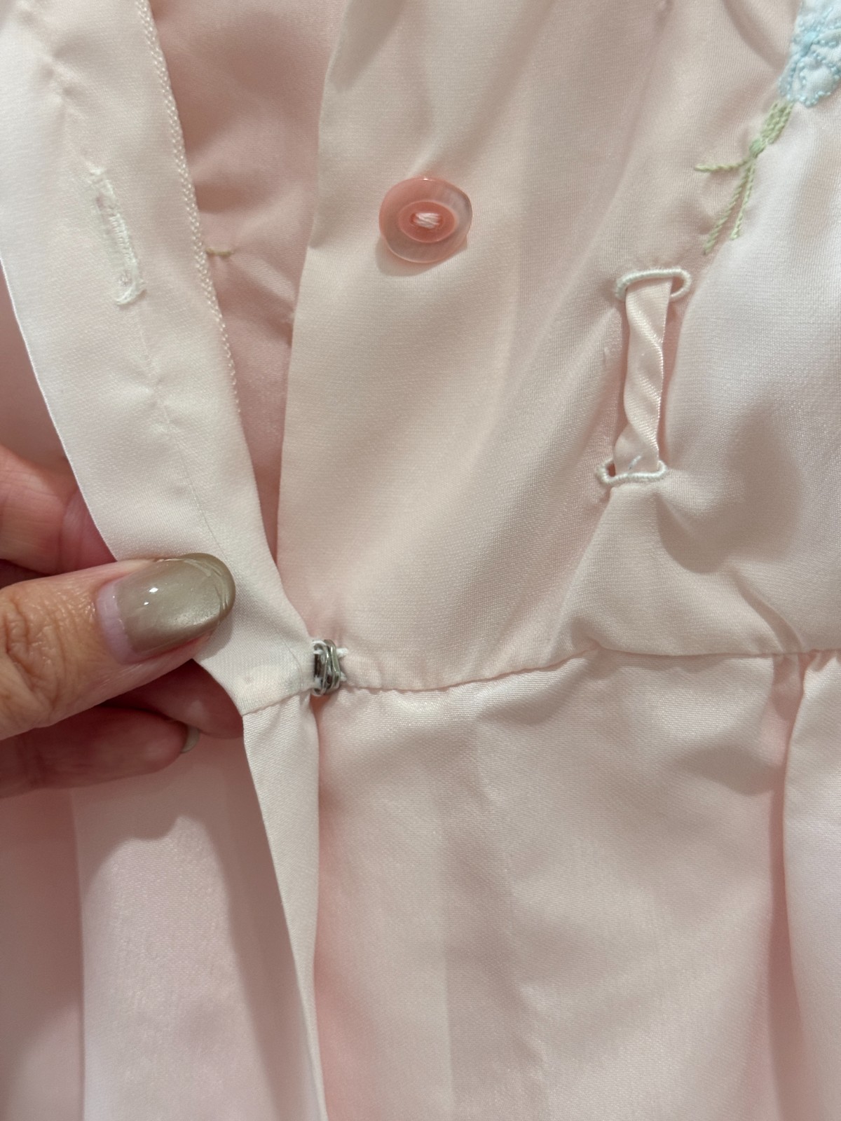 Vintage 70s 80s Corhan Noumair Pink Peignoir Set Embroidered Lace ILGWU USA S