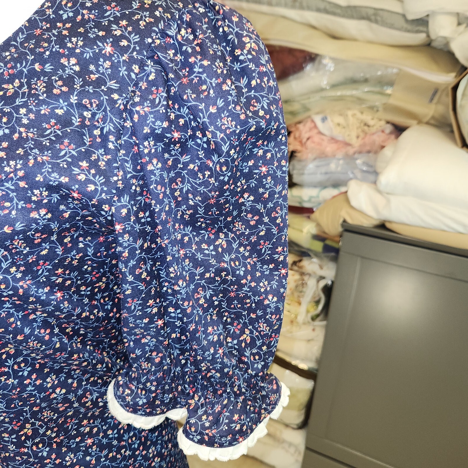 Cottagecore Handmade Modest Dress * Navy Floral * sz14(Measurements Given) * GUC