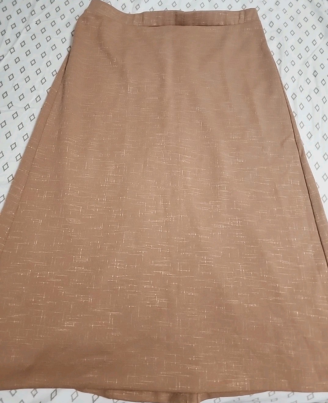 Vintage 70s COS COB Size 10/12 Gold Midi Skirt Pleated Stretch Quiet Luxury