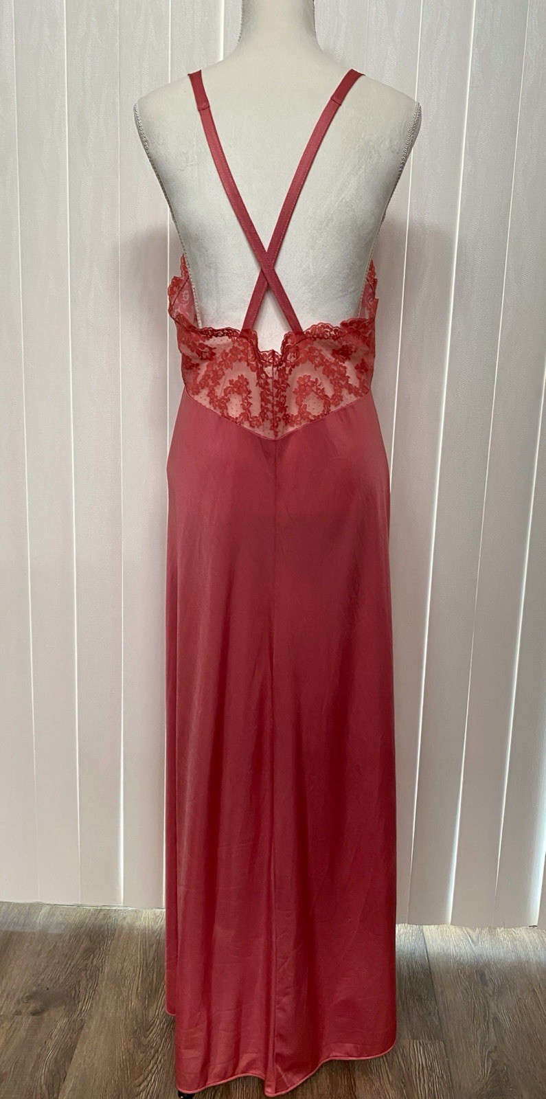 Vintage Gilead Lace 38 Full Length Maxi Nightgown Slip Thulian Pink