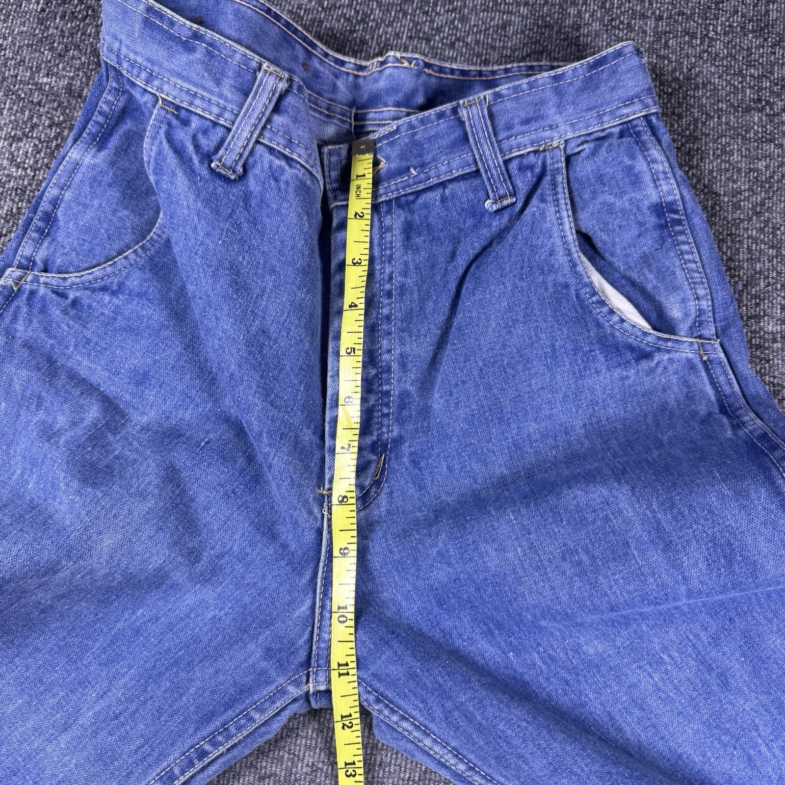 Vintage Wright Bell Bottom Jeans 27×31 High Waist Embroidered Pockets 70s