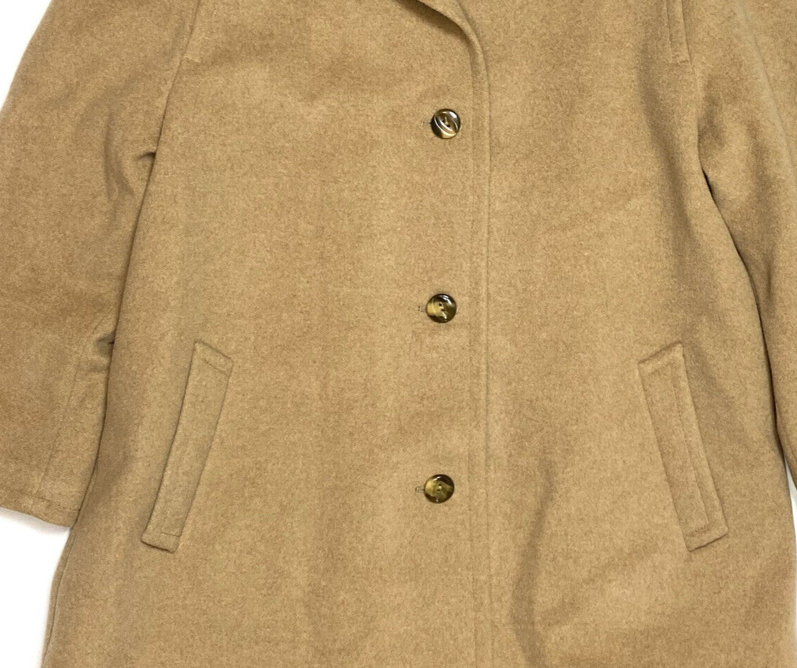 Vintage Norm Thompson Cashmere Blend Coat England Large 14 Trench Tan Jacket