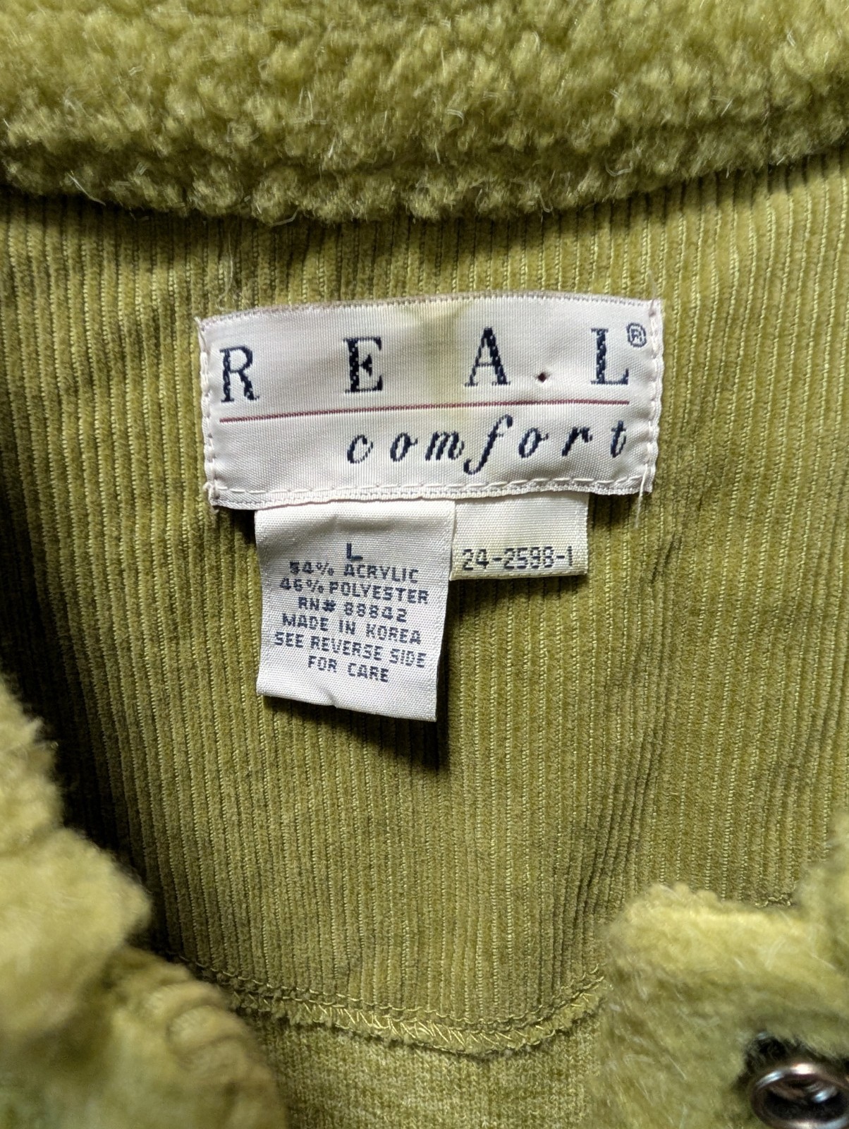 VTG 90s REAL Comfort L Green Sherpa Fleece Jacket Coat Snowman Star Applique