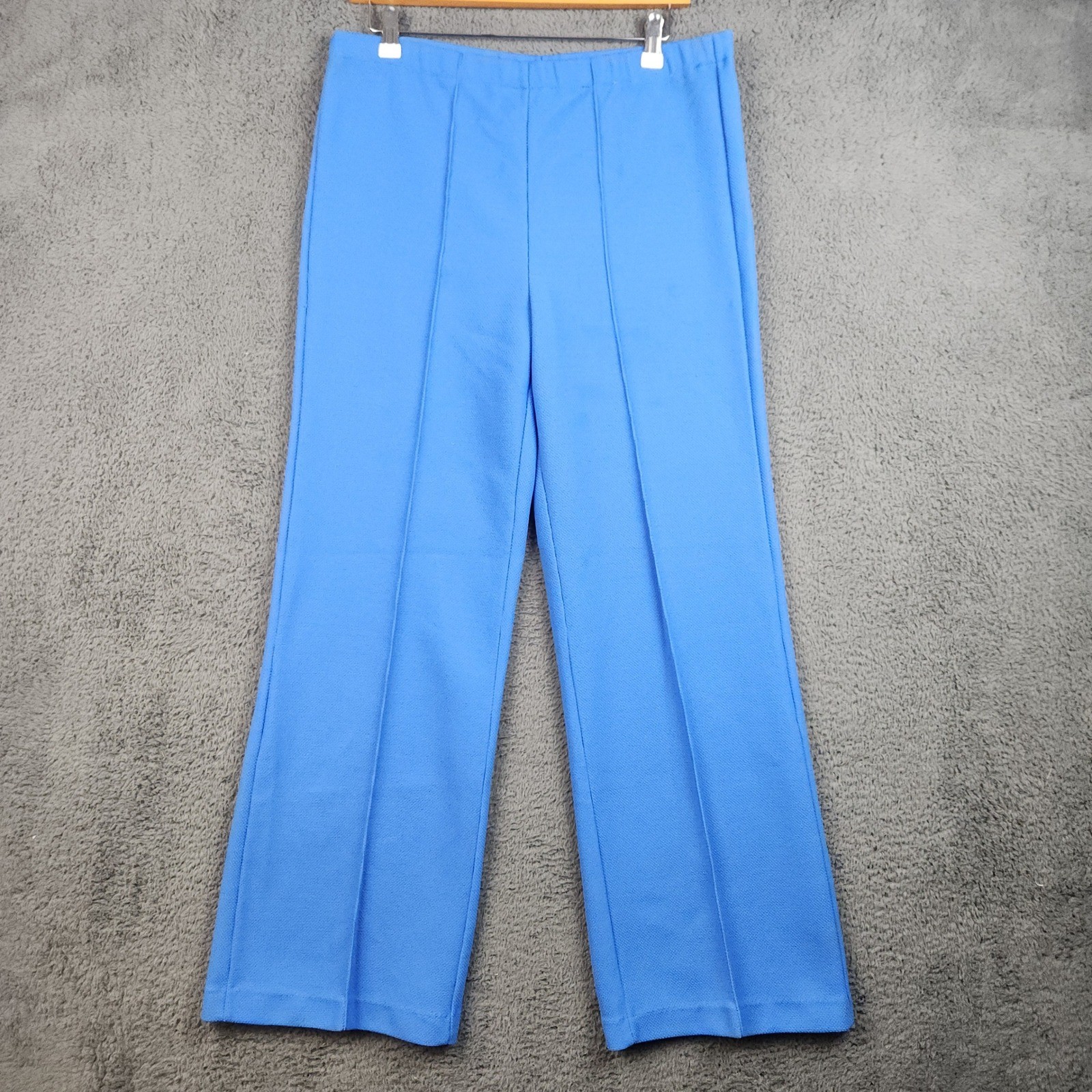 Vintage Sears Blue Double Knit Slacks Womens 12 32×30 Wide Leg Made in USA 70s