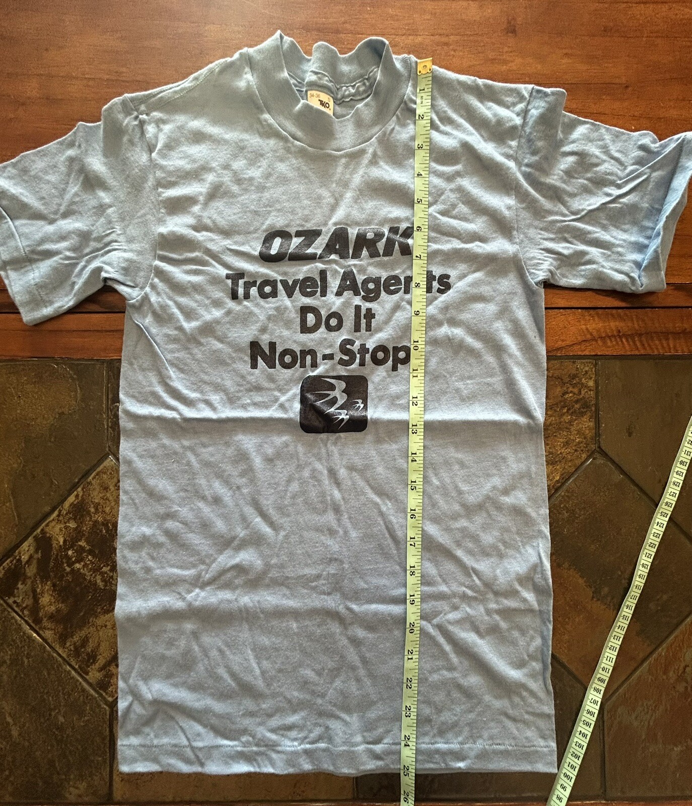 VTG 80s OZARK AIRLINES ‘Travel Agents Do It Non Stop’ Single Stitch T Shirt Sz S