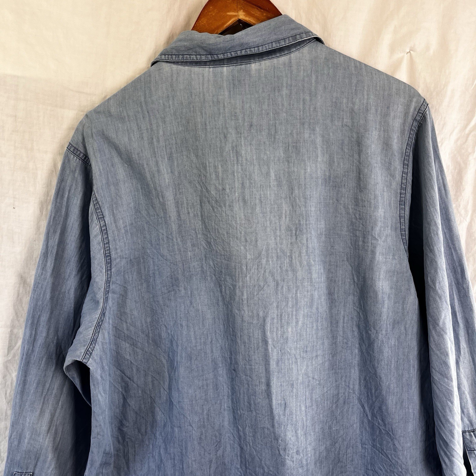 Hammerschmid Vintage Chambray Shirt Womens Size 40 German Cotton Embroidered