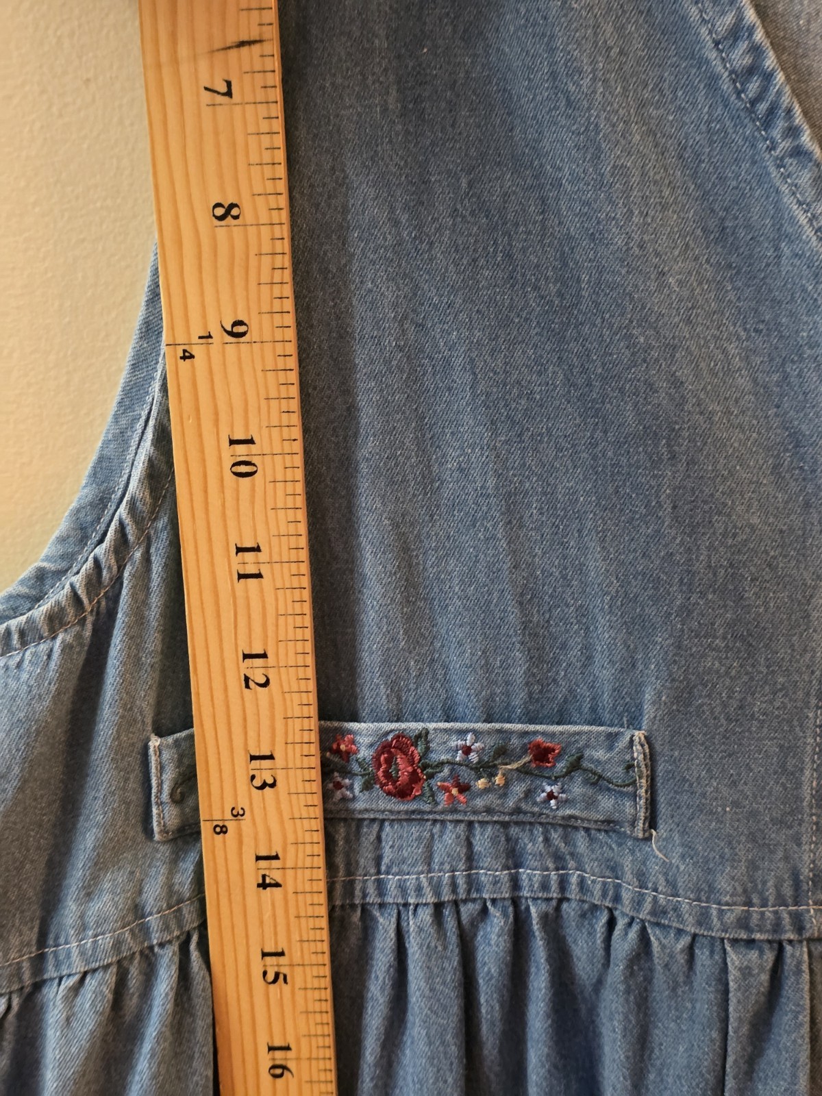 Vintage 90s Denim Capacity Overalls Cottage Boho Jumper Jean Dress Petite Medium