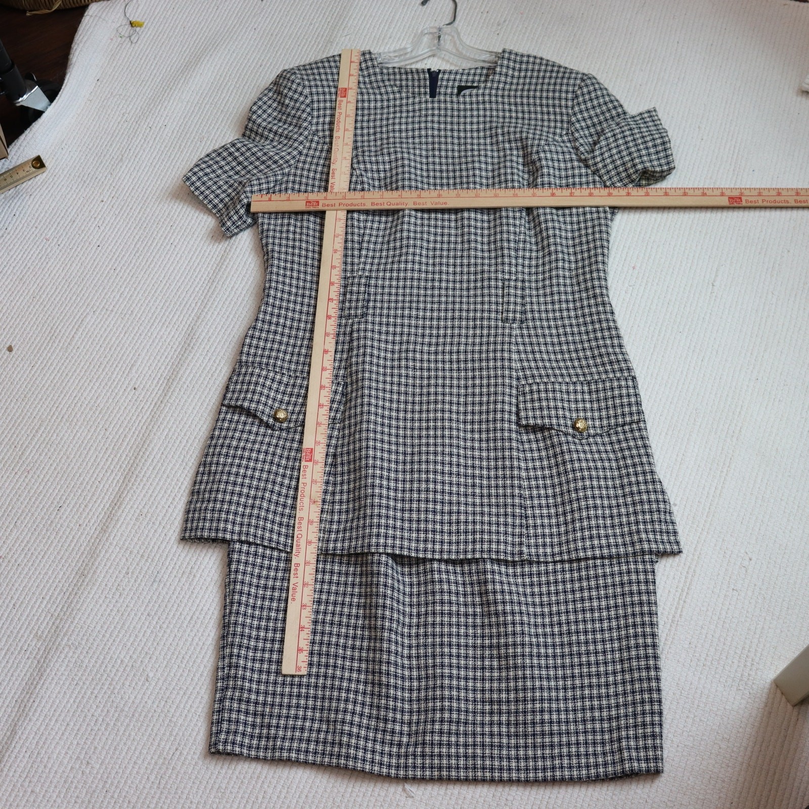Vintage 90s Clues Collections Checkered Dress Size 14 Made in USA