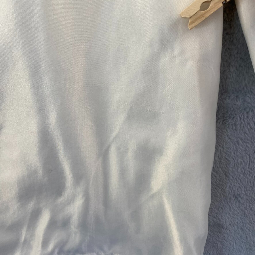 Barbizon Womens Medium Cuddleskin Vintage Pajama Top Ivory Satin Embroidered