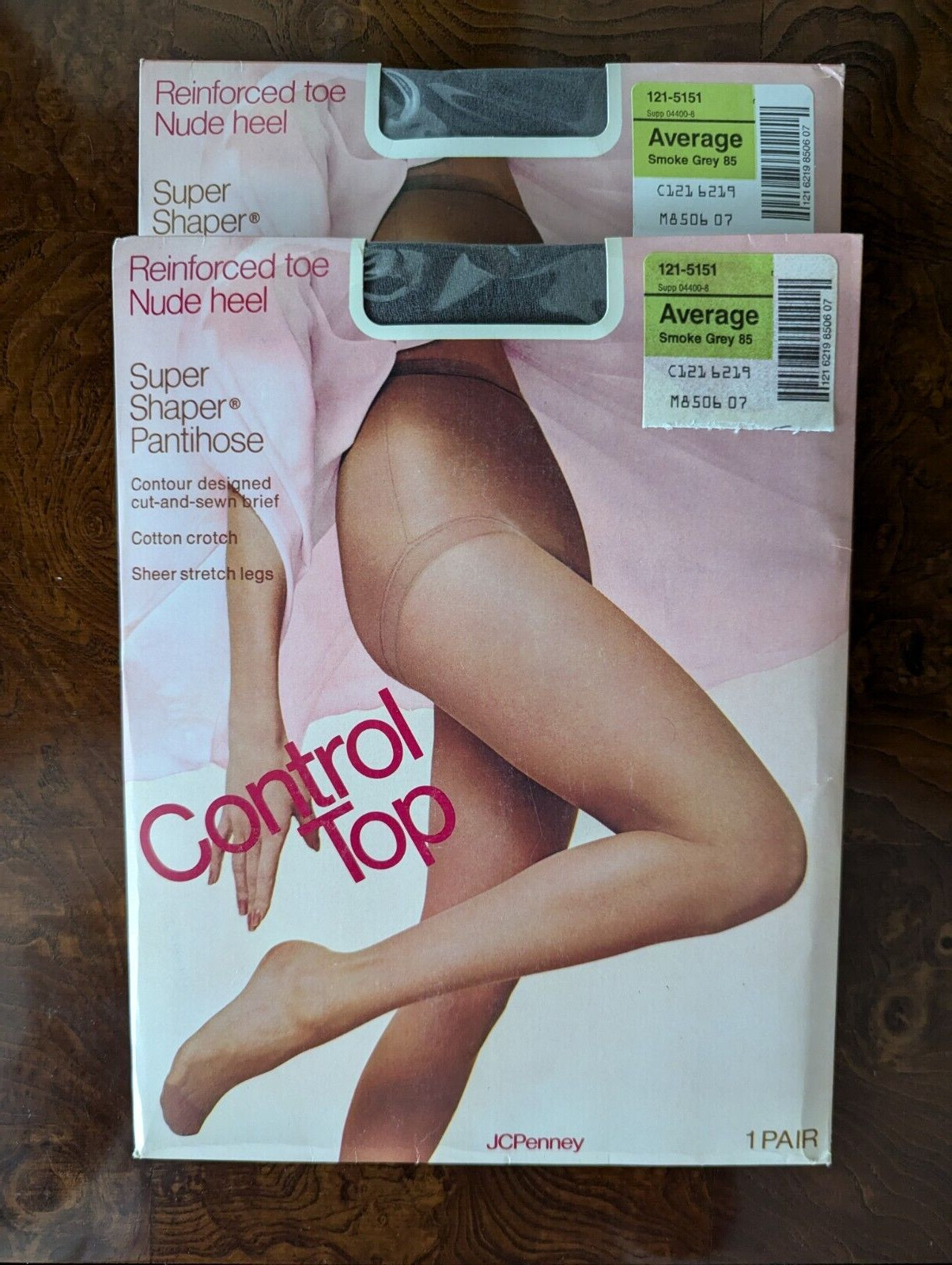 2 New Pairs JCPenney Super Shaper Sewn-In Brief Pantihose Smoke Grey Average