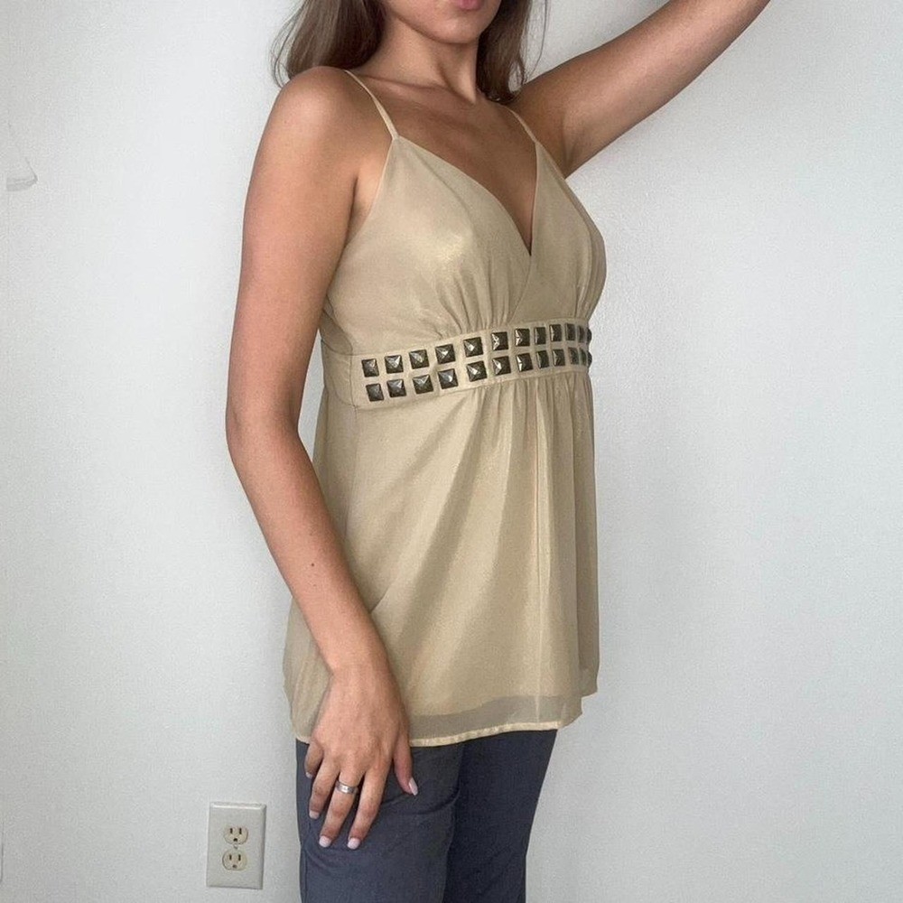 dainty 2000s gold v neck tank