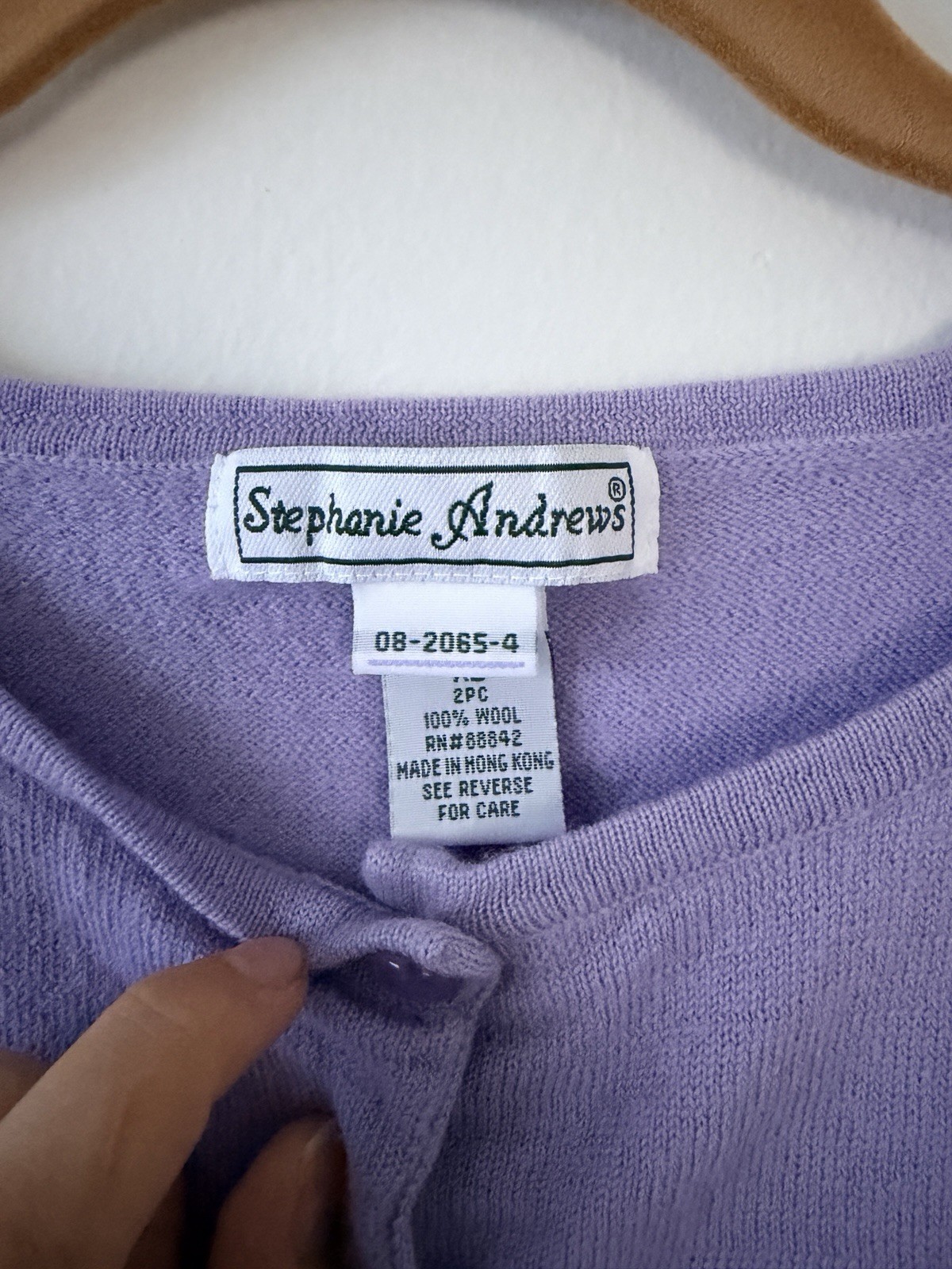 Vintage 100% Wool Lavender Cardigan Sweater | Stephanie Andrews