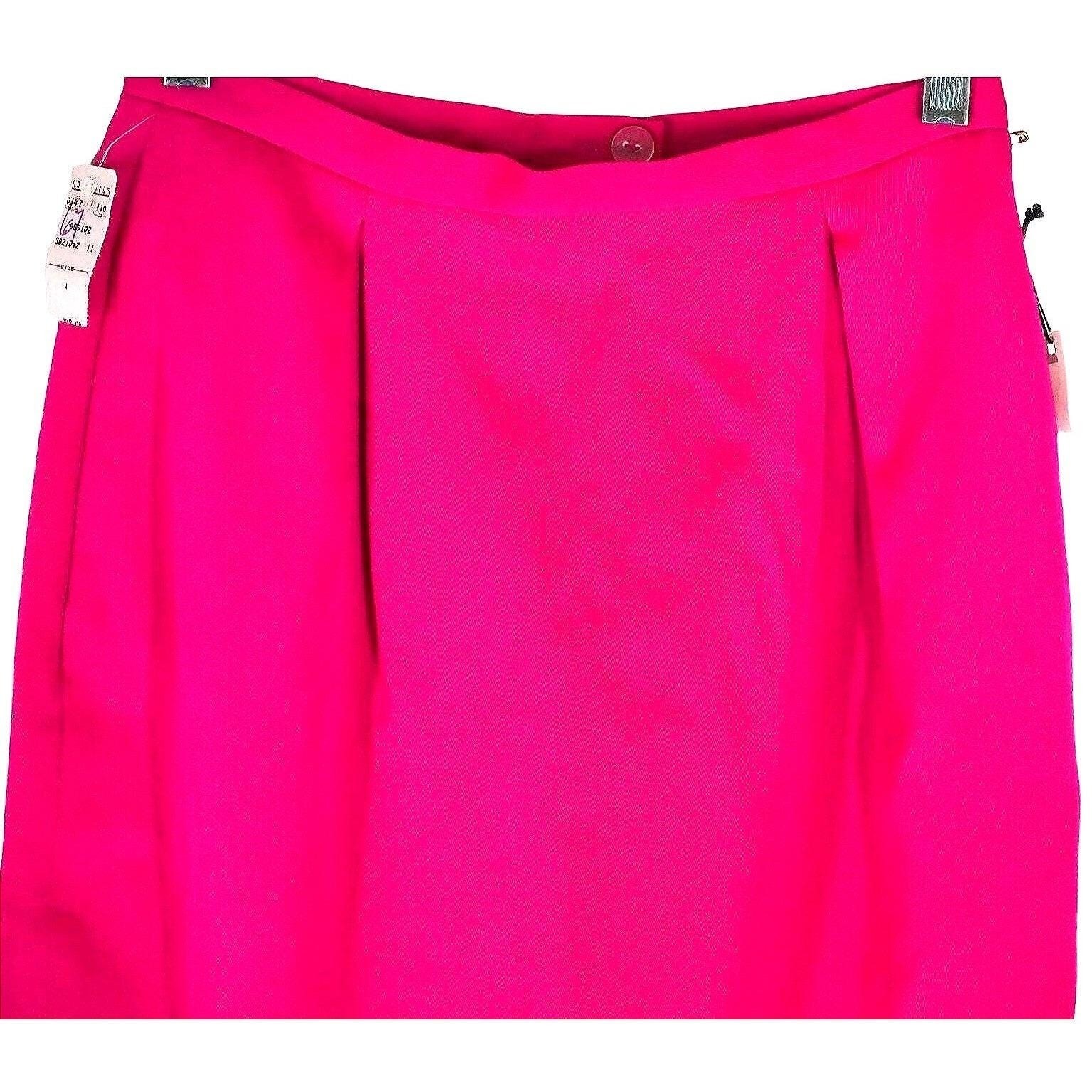 Vintage Dana Buchman Pencil Skirt Women 4 Pink 100% Wool Pleated Back Vent NWT