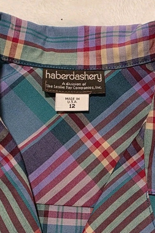Haberdashery Blue Plaid Button-Up Pocket Women’s Shirt Size 12