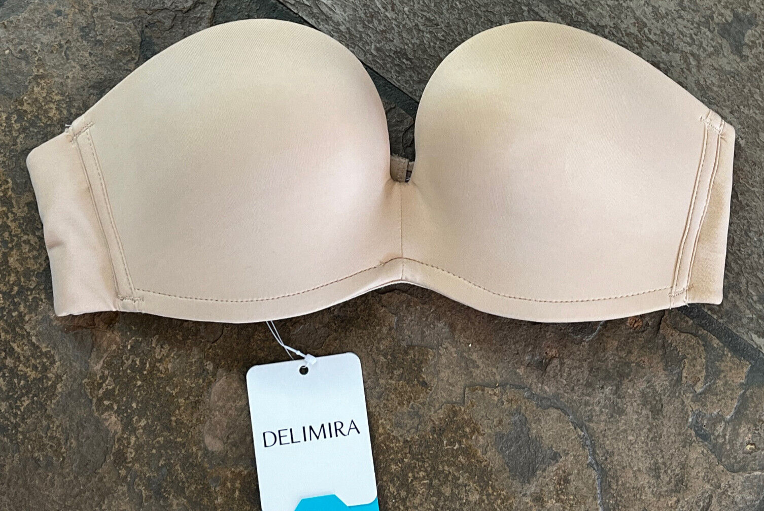224 DELIMARA 32A Beige Formed Padded Strapless Underwire Bra #H096 NWT