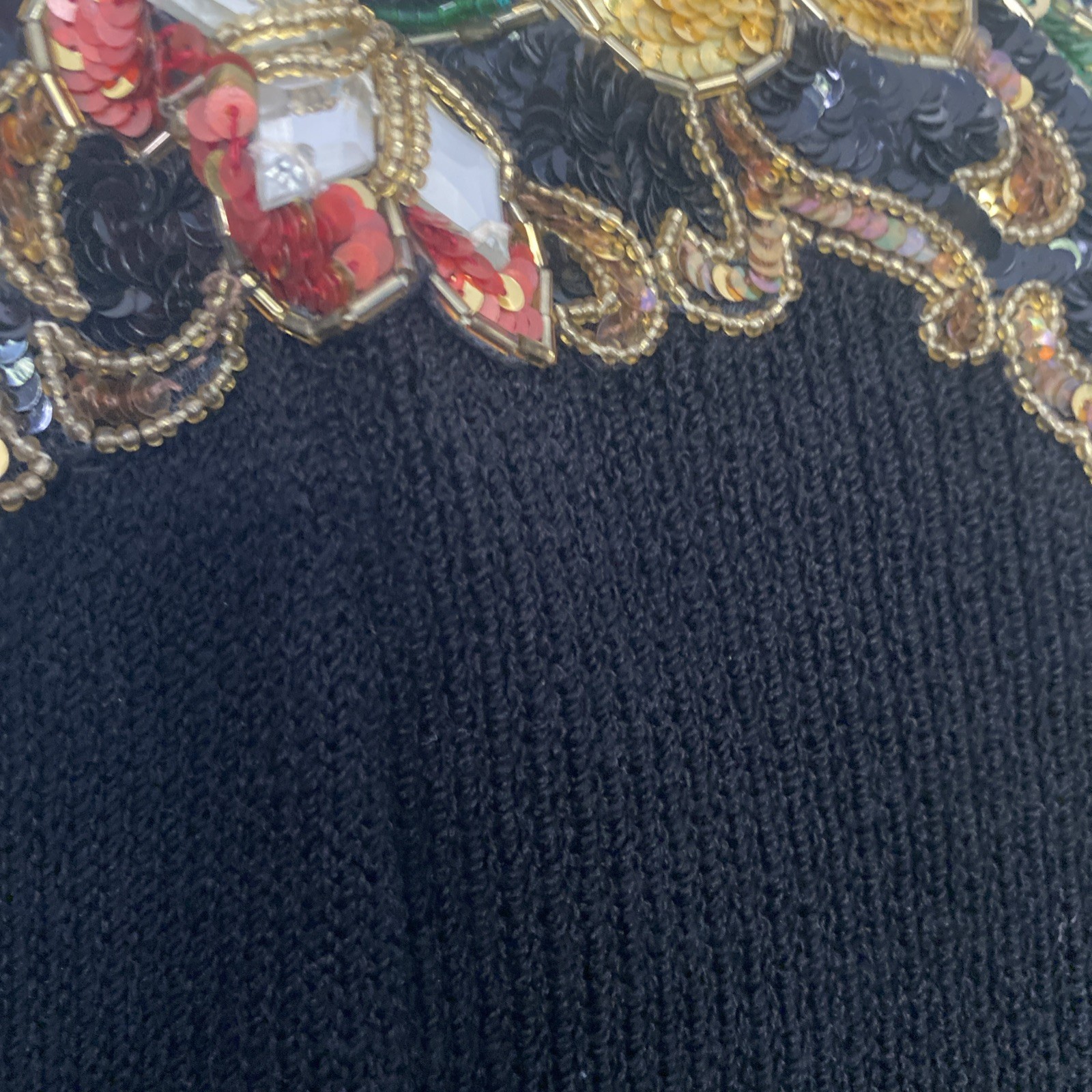 Vintage Pat Sandler Wellmore SZ 8 Beaded Black Santana Knit Dress Neiman Marcus