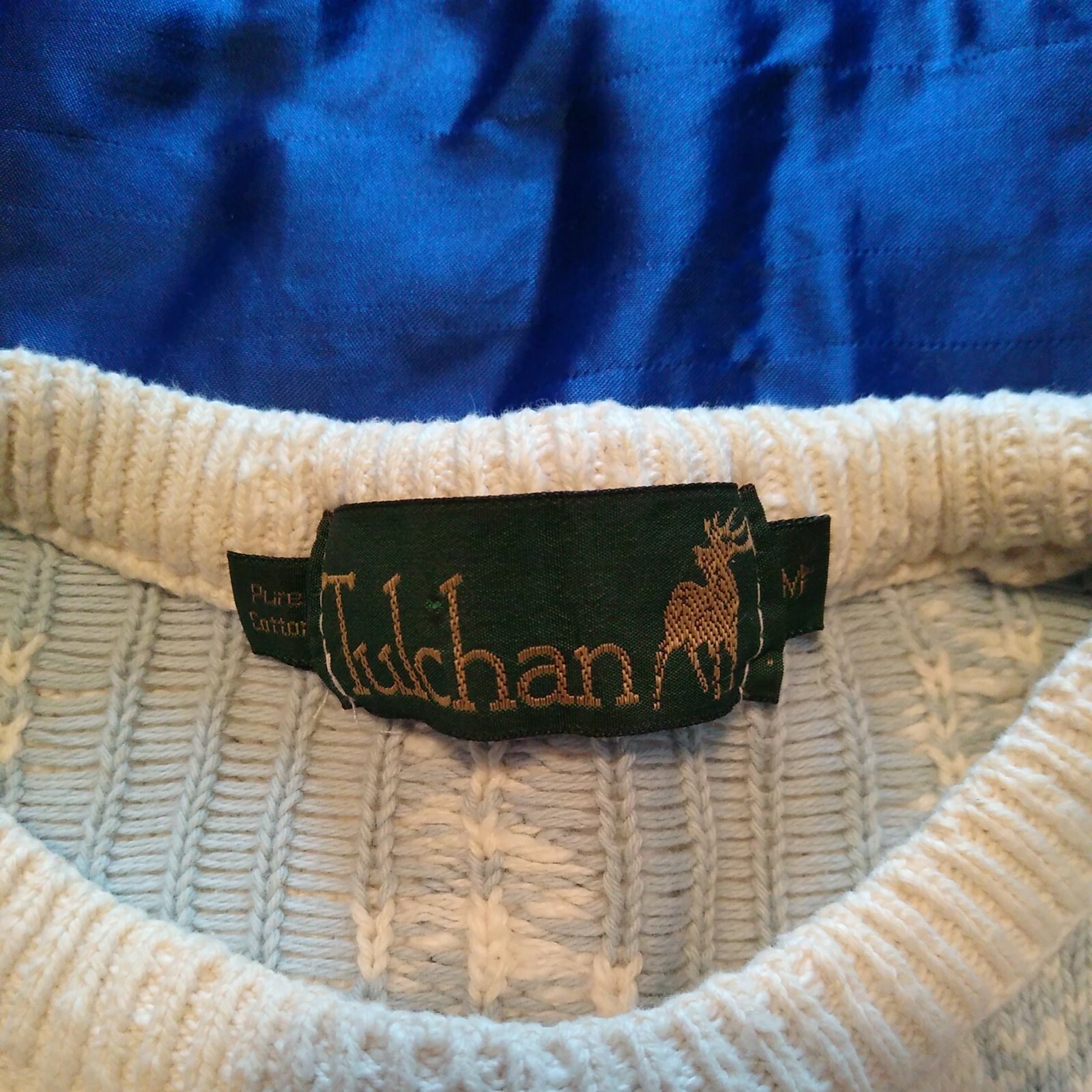 Vintage TULCHAN Cotton Pullover SweaterPastel Multicolor Sz M Blue YellowPink…