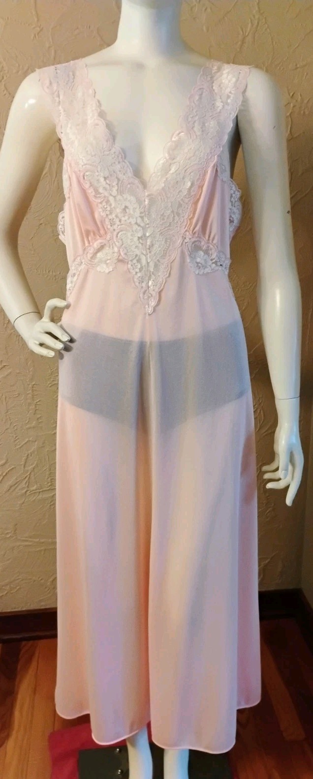 VTG 70’s „Jill Andrea of NY” Peach 100% Nylon Romantic Coquette Negligee L