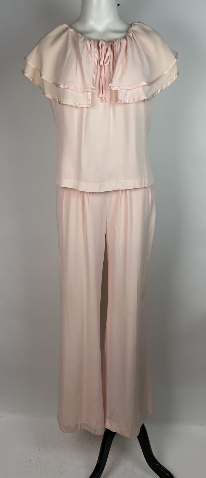 Vintage 70s PLACE TWO Lounge Wear 2 Piece Pants and Top set, Pink Minor fading 7