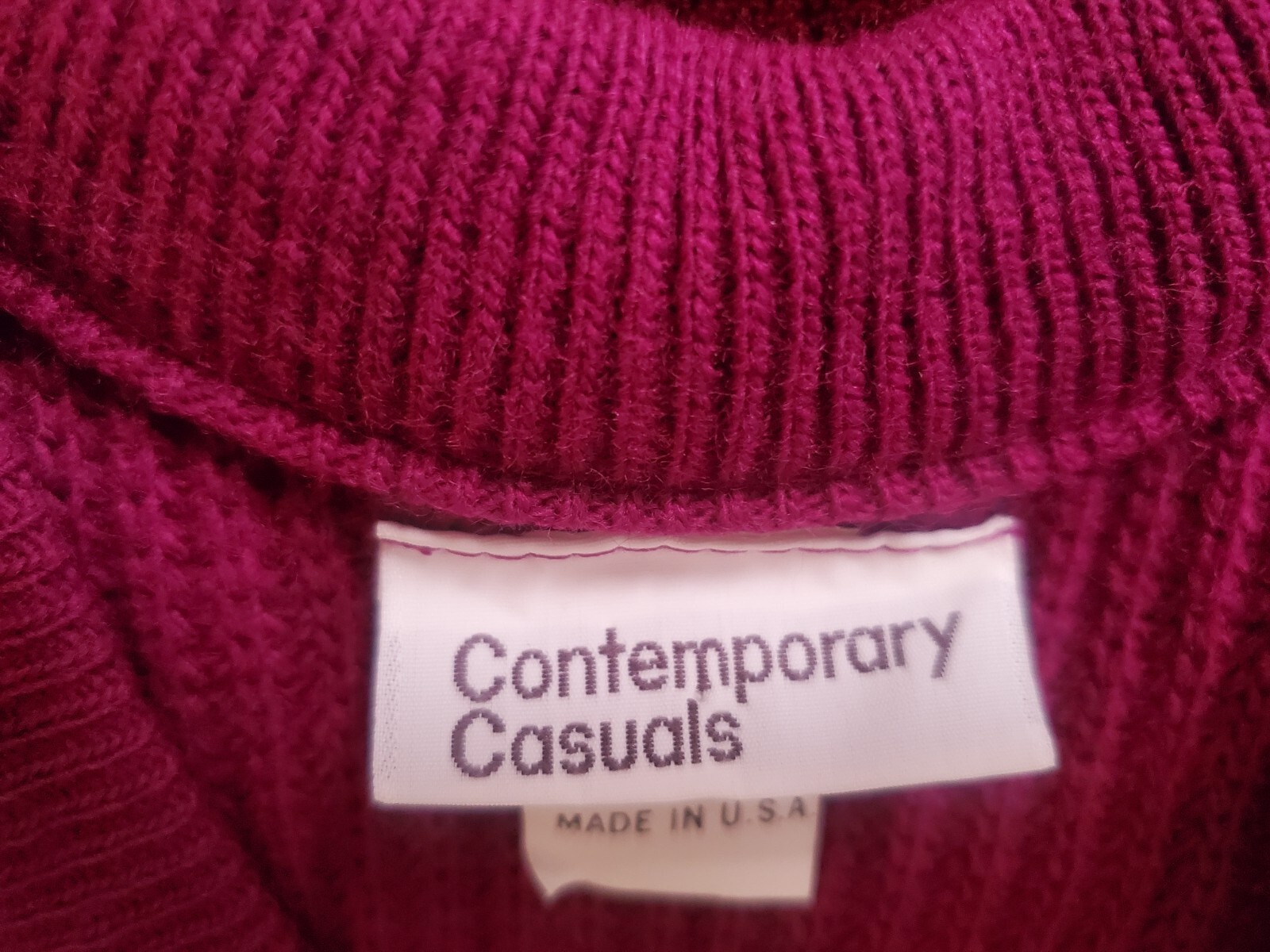 80’s Vintage Contemporary Casuals Purple Shaker Knit V Neck Sweater Vest Size XL