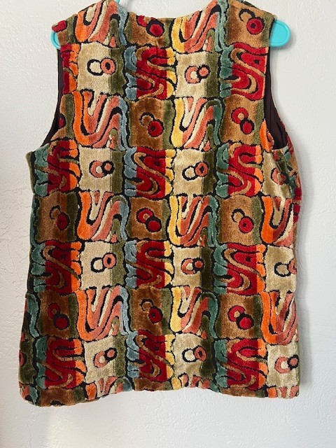 Vintage 60s A. Kallins Tapestry Vest Carpet Chenille Velvet Boho Hippie Large