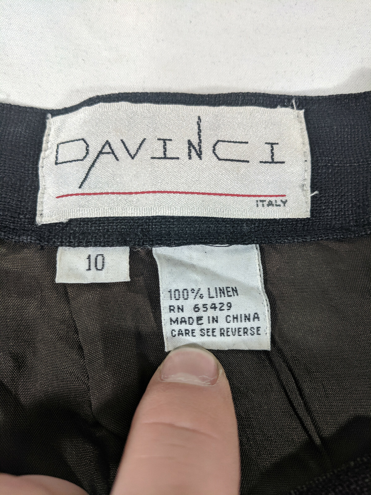 Davinci Italy Vintage black Linen Skirt Sz10 31W 27L