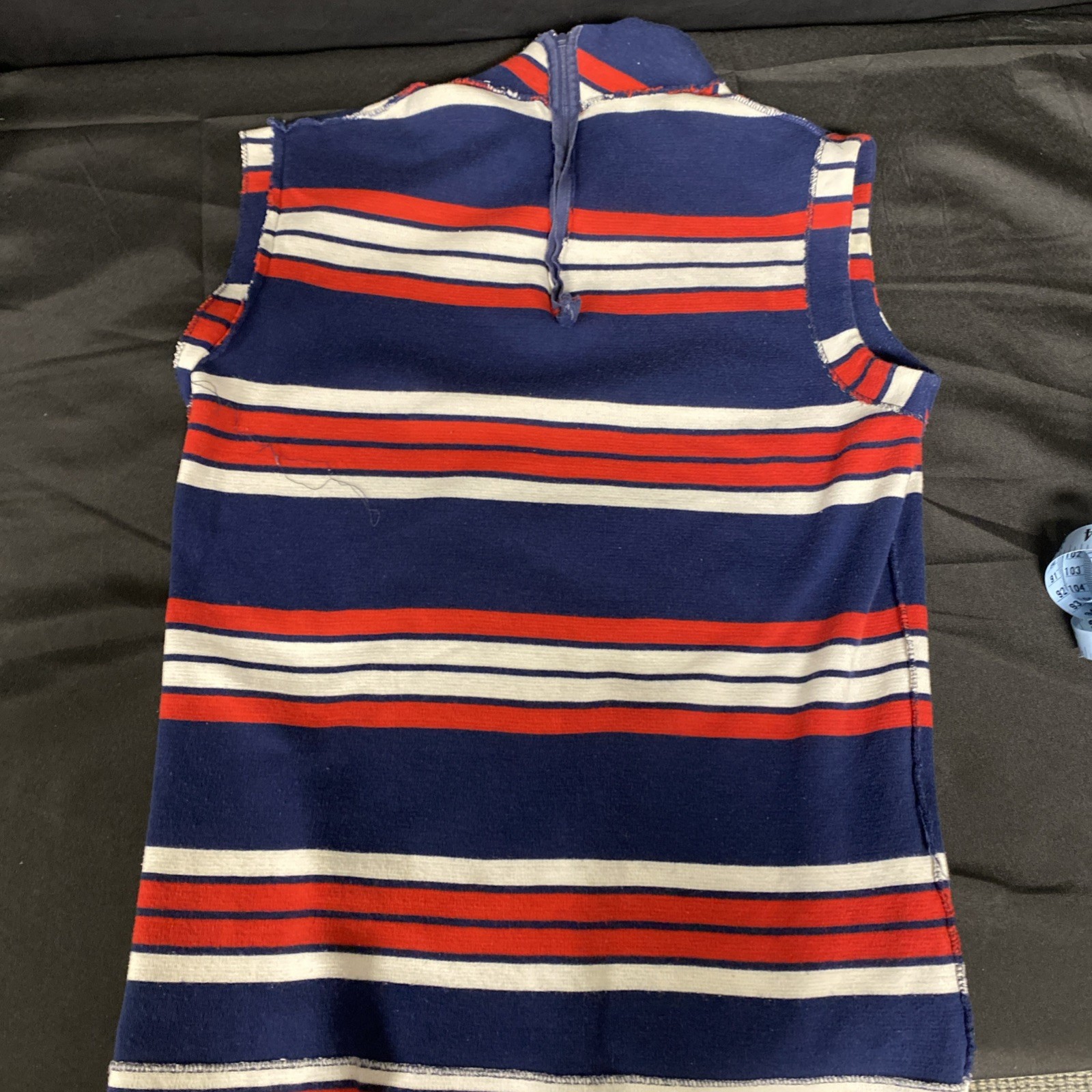 Preppy Red White & Blue VTG 70s Sleeveless Mock Turtleneck Top w/Zipper