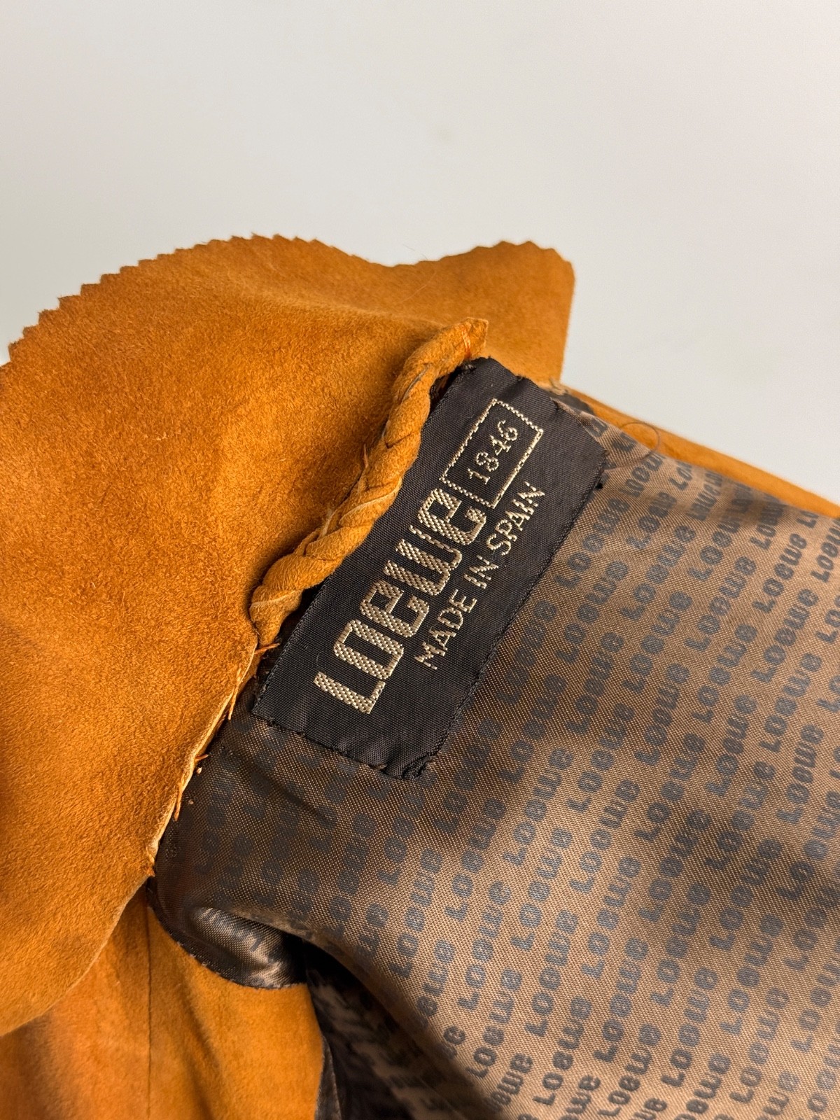 Vintage LOEWE Suede Trench Coat Leather 1970s /1980s Size FR 42 / Caramel Ochre
